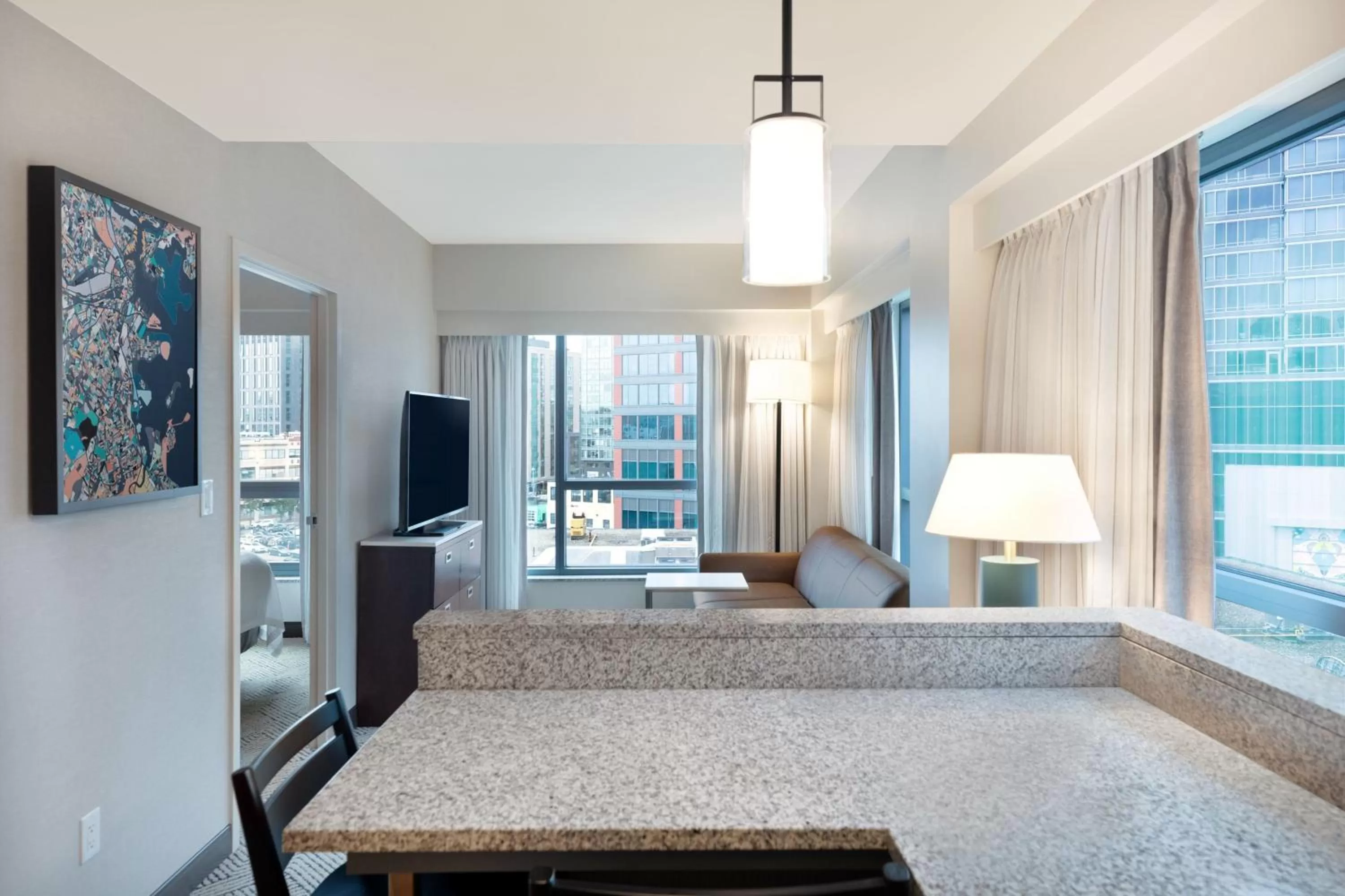 Living room, Bed in Residence Inn by Marriott Boston Back Bay/Fenway