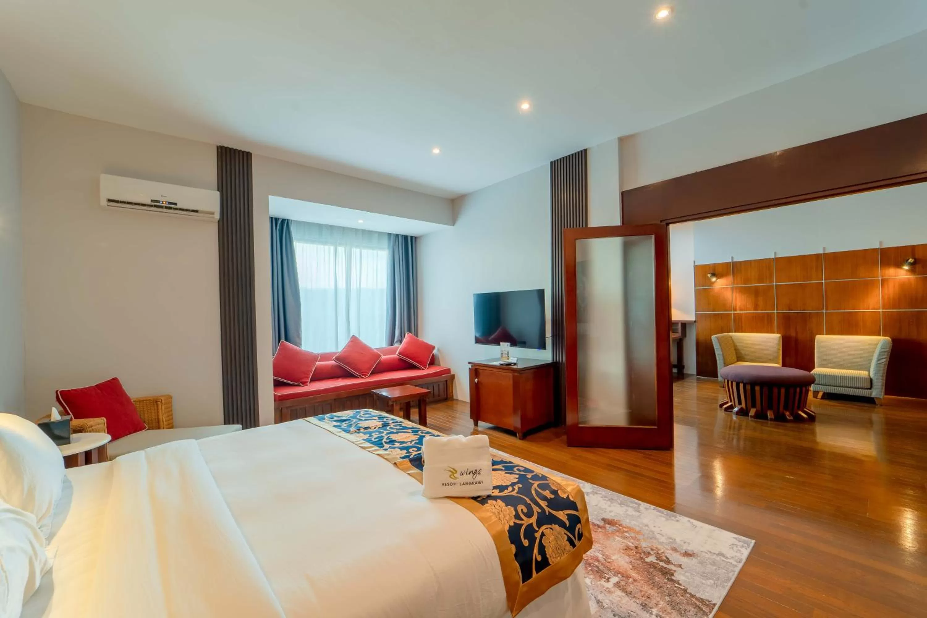 Seating area, Bed in Wings by Croske Resort Langkawi