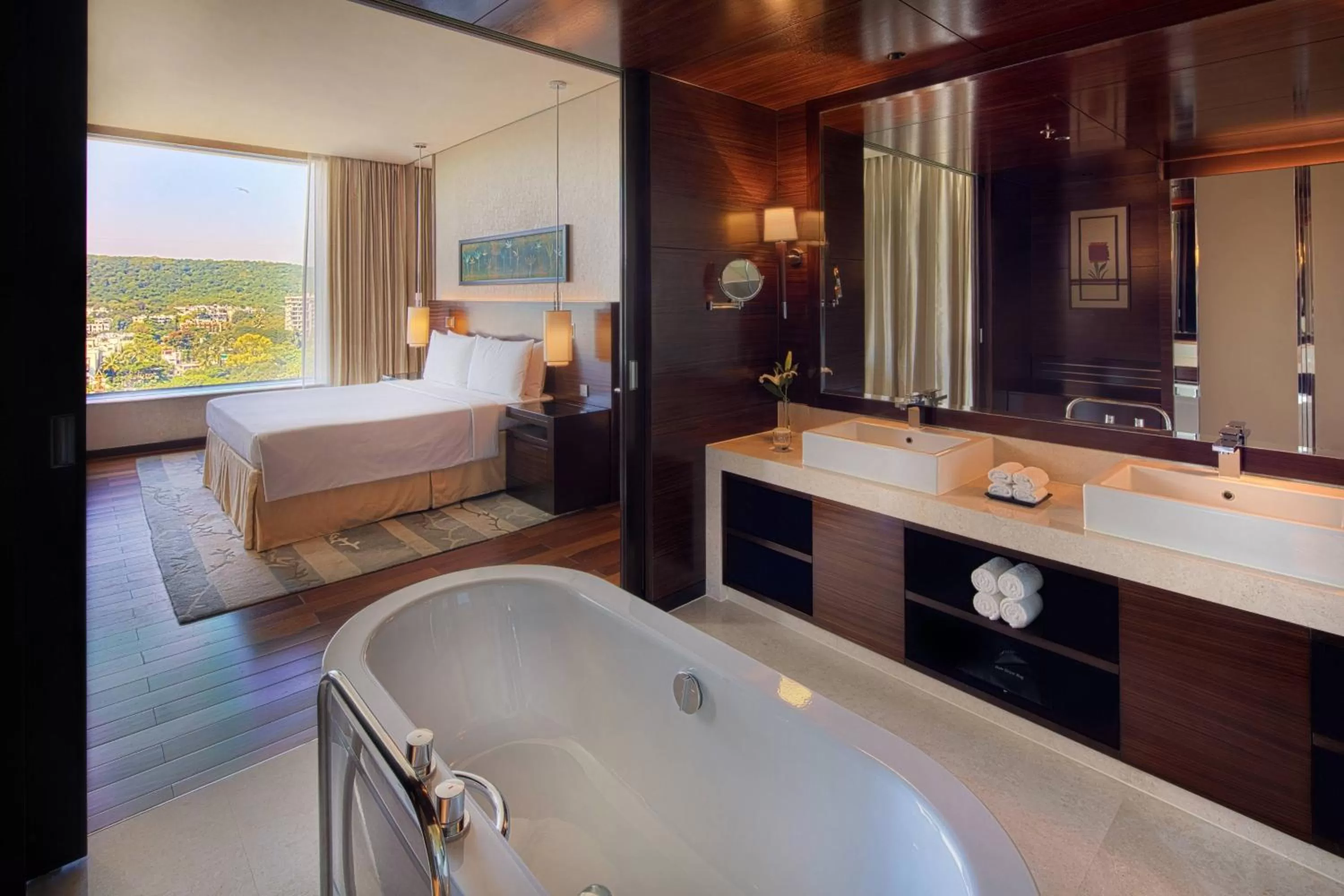 Bathroom, Bed in JW Marriott Pune