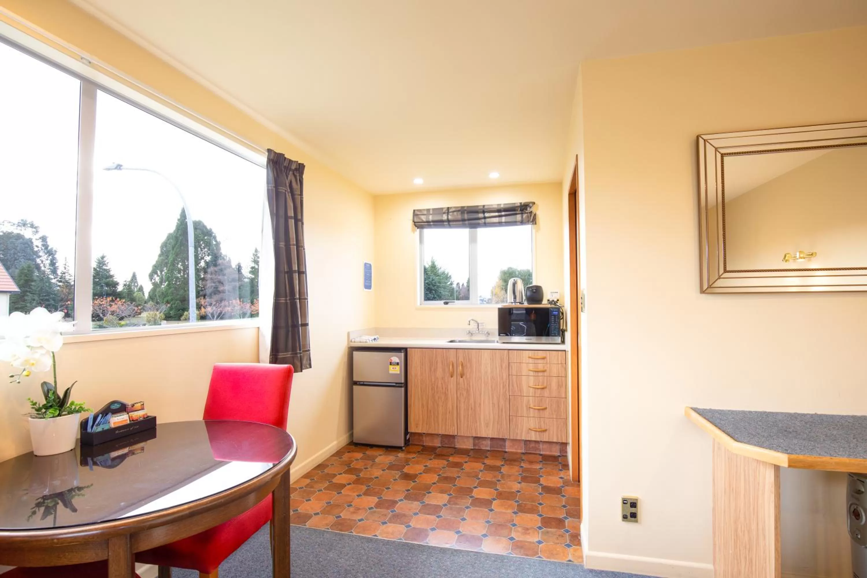 Kitchen or kitchenette in Alpine View Motel