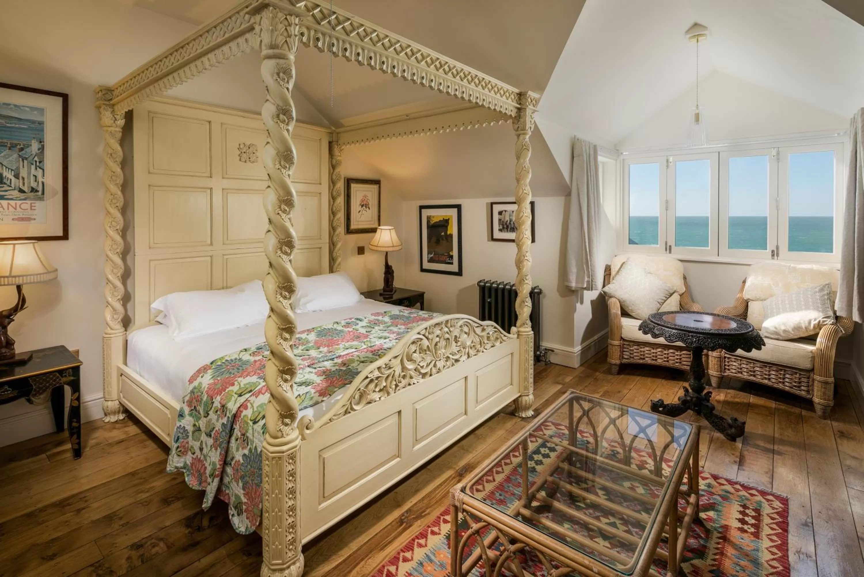 Photo of the whole room, Bed in Tolcarne Beach Colonial Restaurant and Rooms