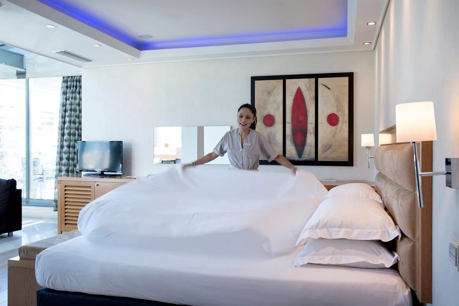 Bed in Golden Age Athens Hotel