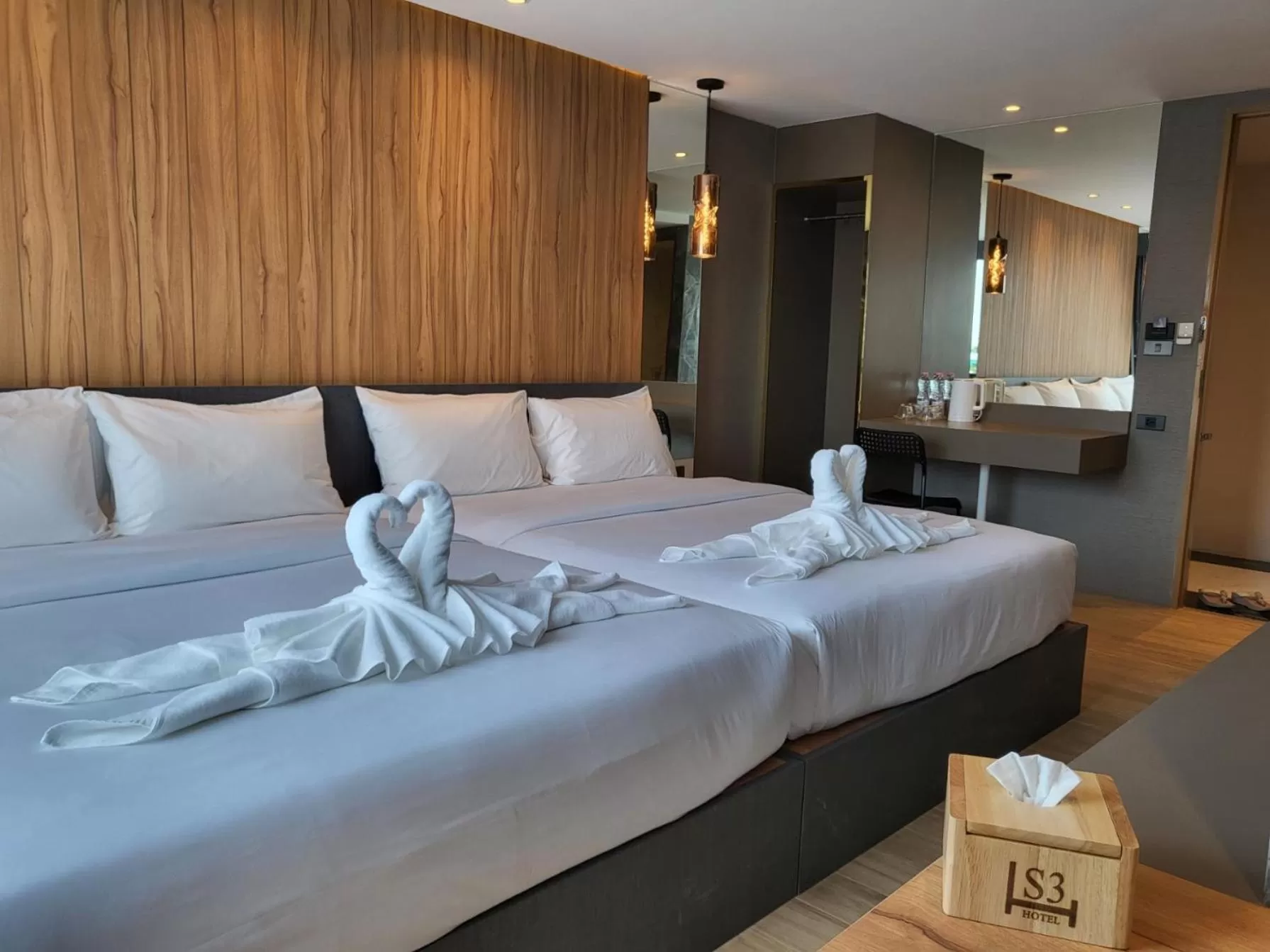 Bed in S3 Siam Bangkok Hotel