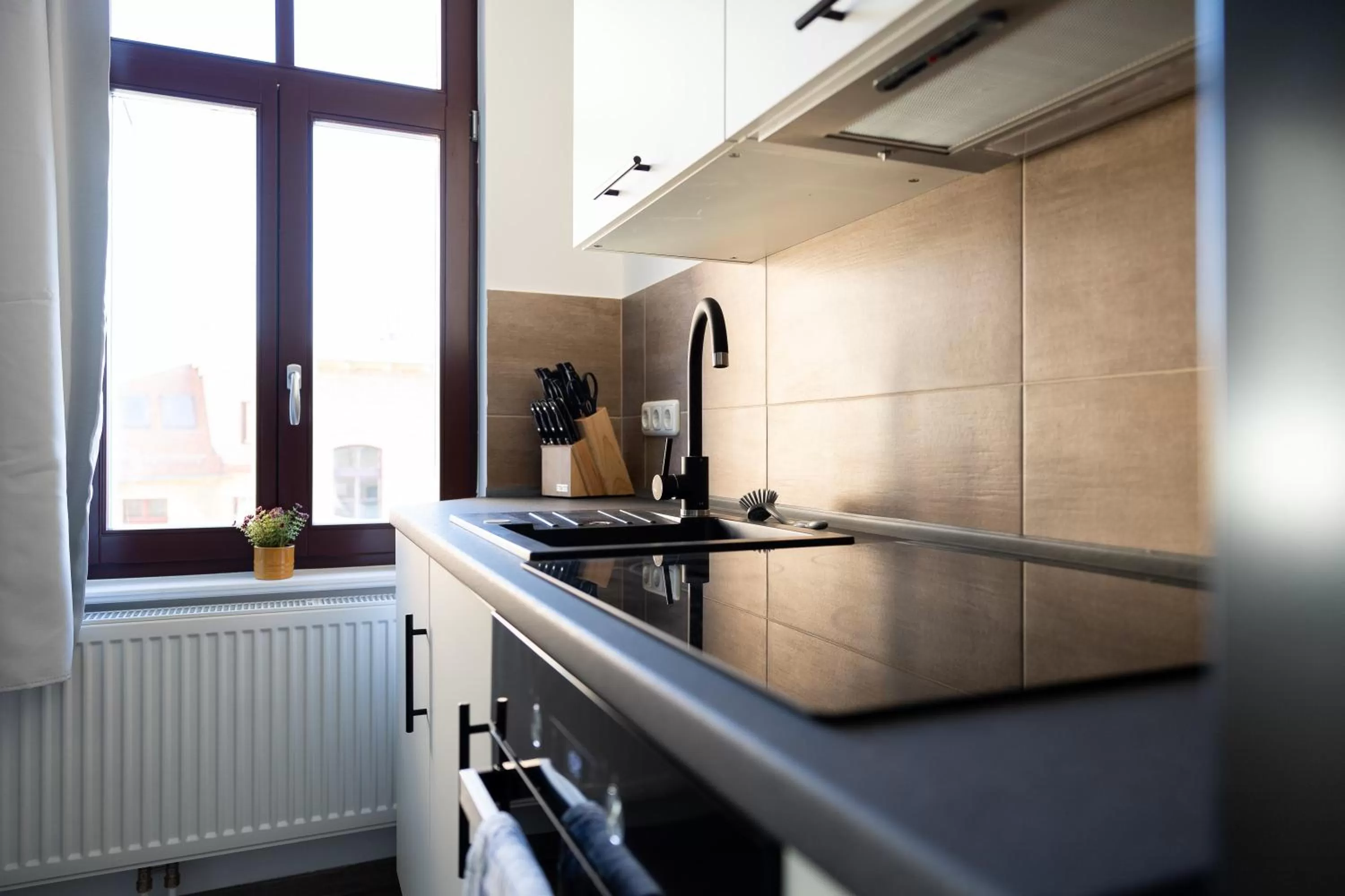 Kitchen or kitchenette in Apartments am Neuen Theater - Altstadt - Zentral - Küche - Wifi - Powered by Ko-Living