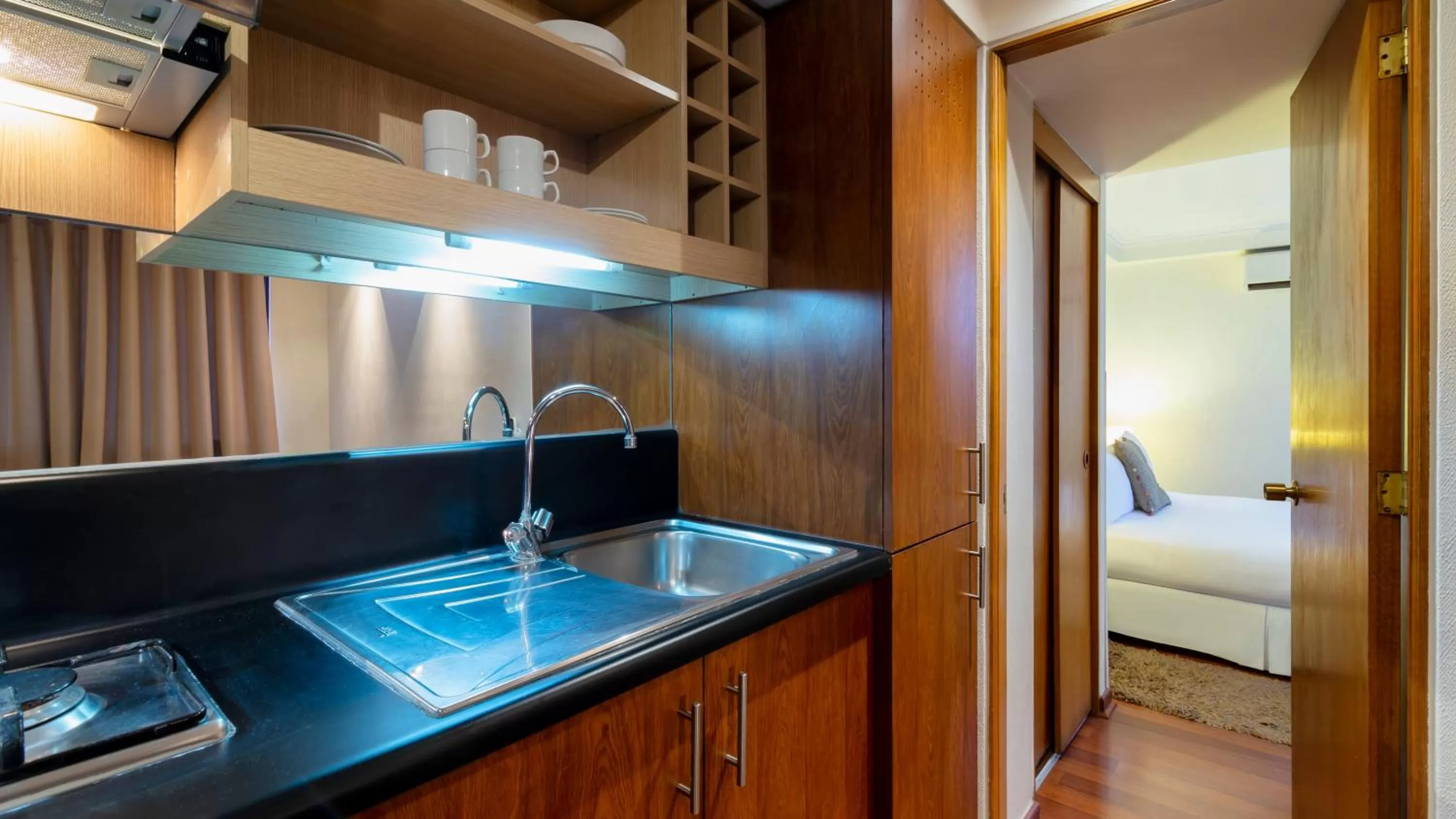 Kitchen or kitchenette, Bed in Time Stay - Essential Apartments
