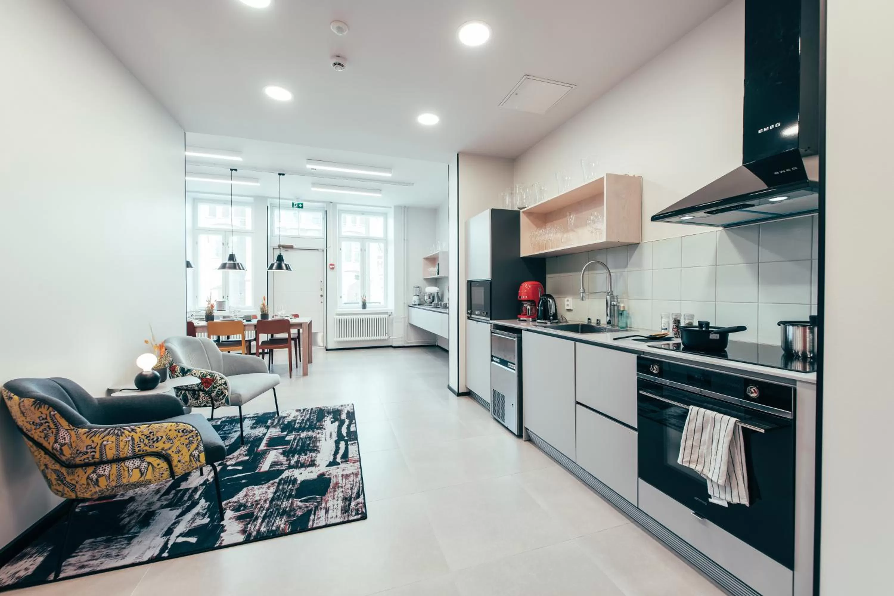 Communal kitchen in The Folks Hotel Konepaja