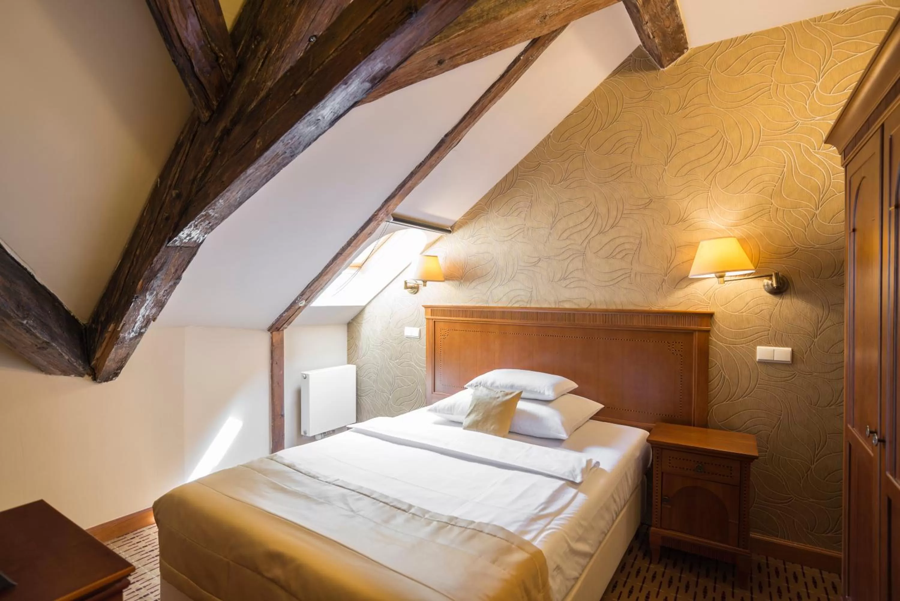 Bed in Majestic Plaza Hotel Prague