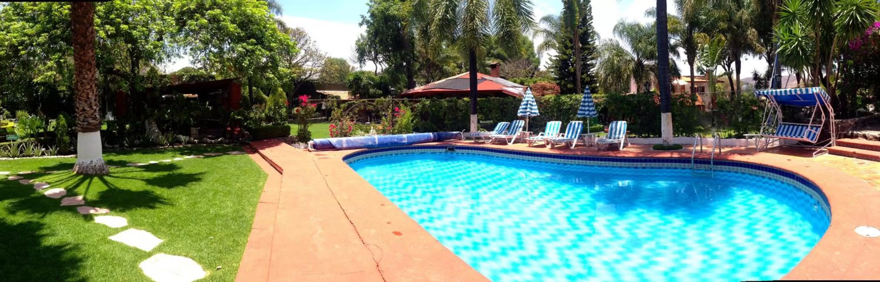 Pool view in Posada Los Alcatraces