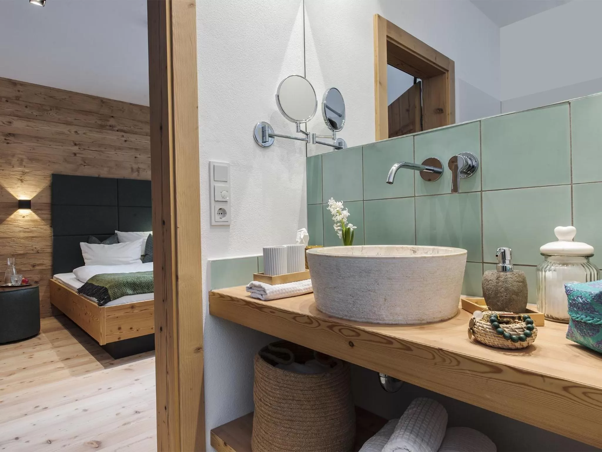 Bathroom, Bed in Forstnerwirt hotel | stubn | biergarten