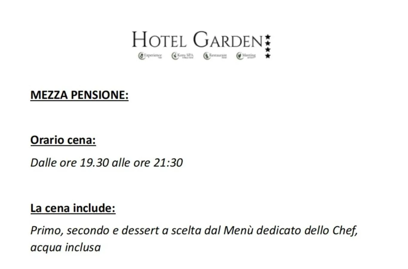 Restaurant/places to eat in Hotel Garden Experience