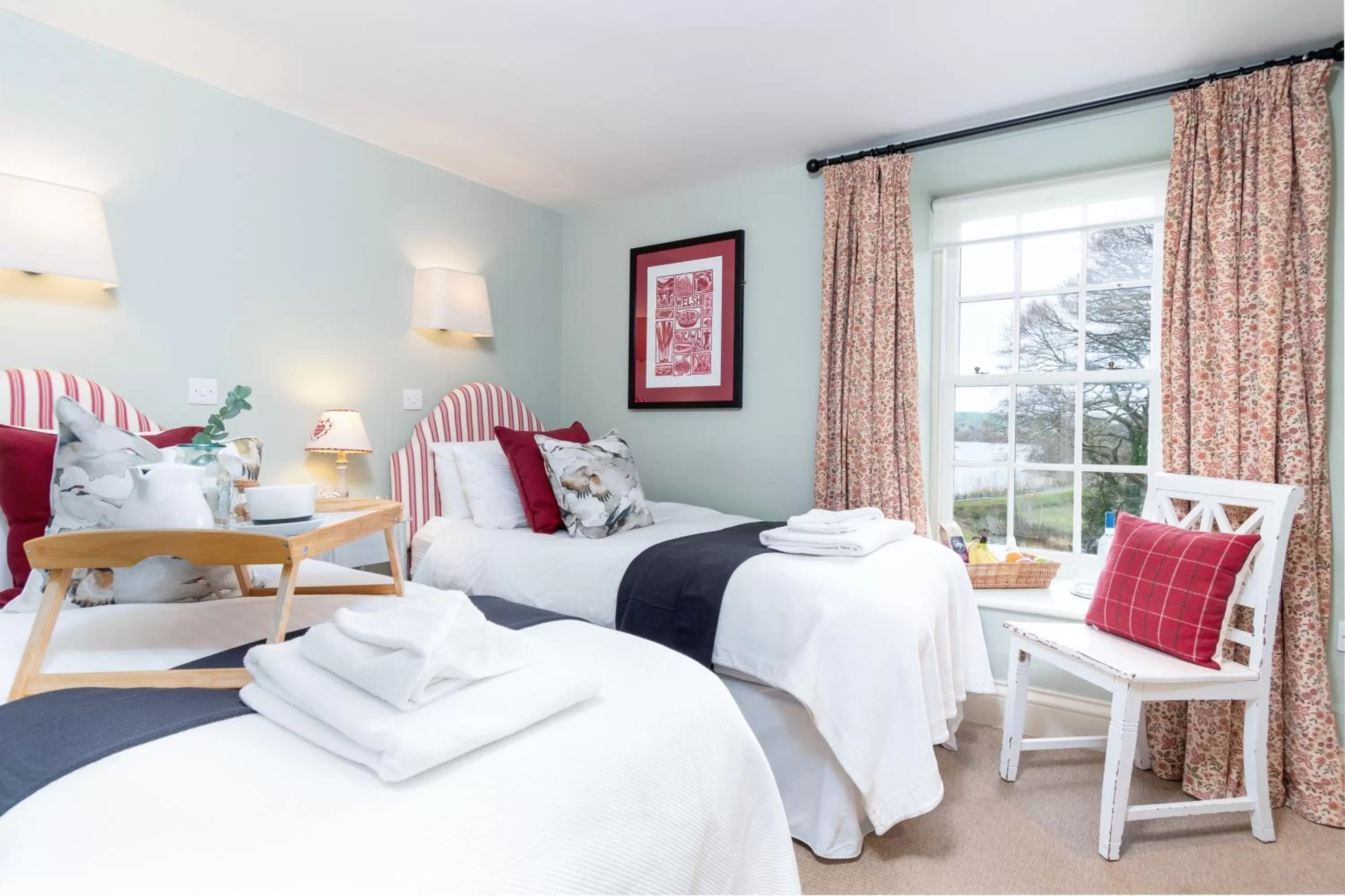 Bed in The Farmhouse at Bodnant Welsh Food