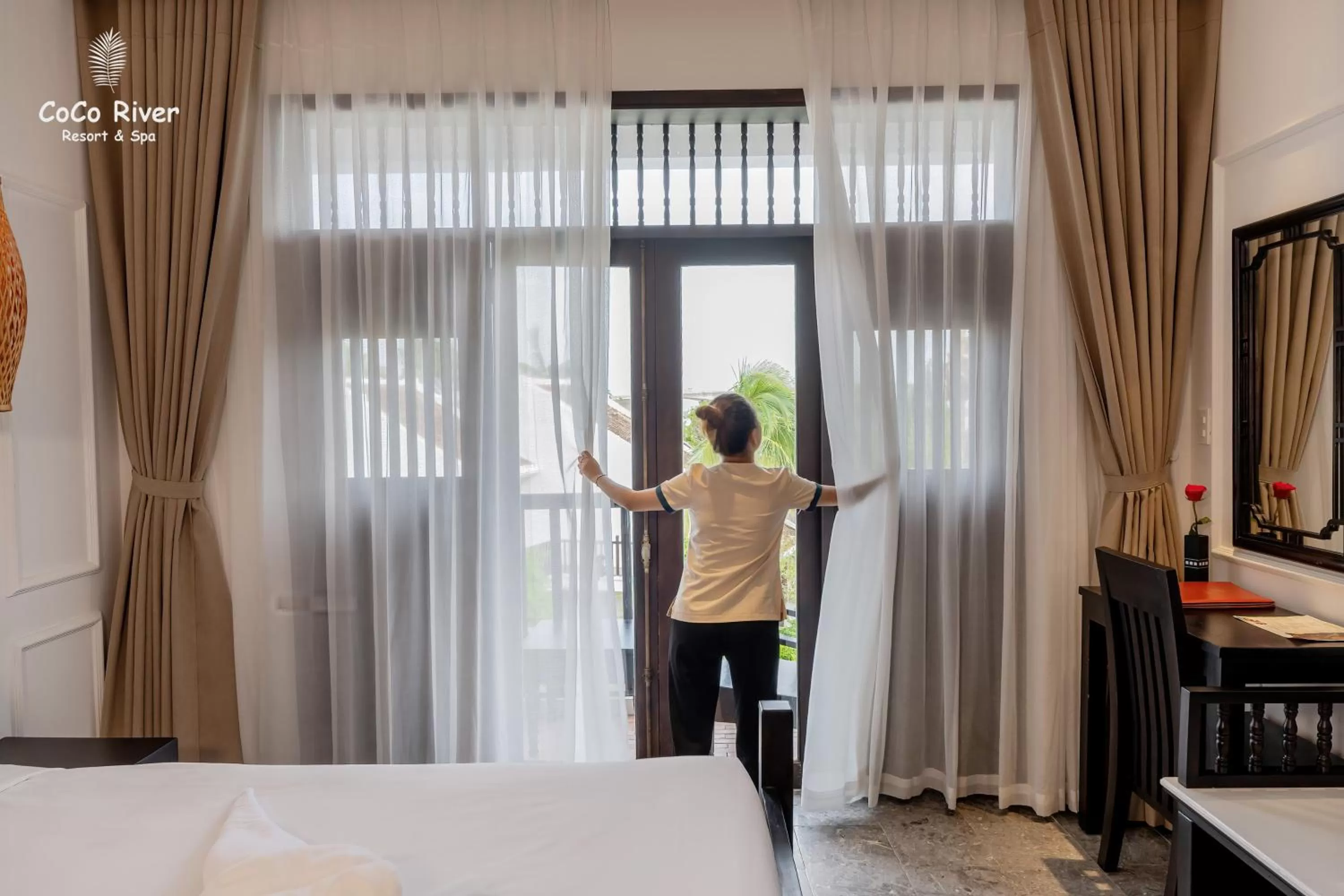 View (from property/room), Bed in Hoi An Coco River Resort & Spa