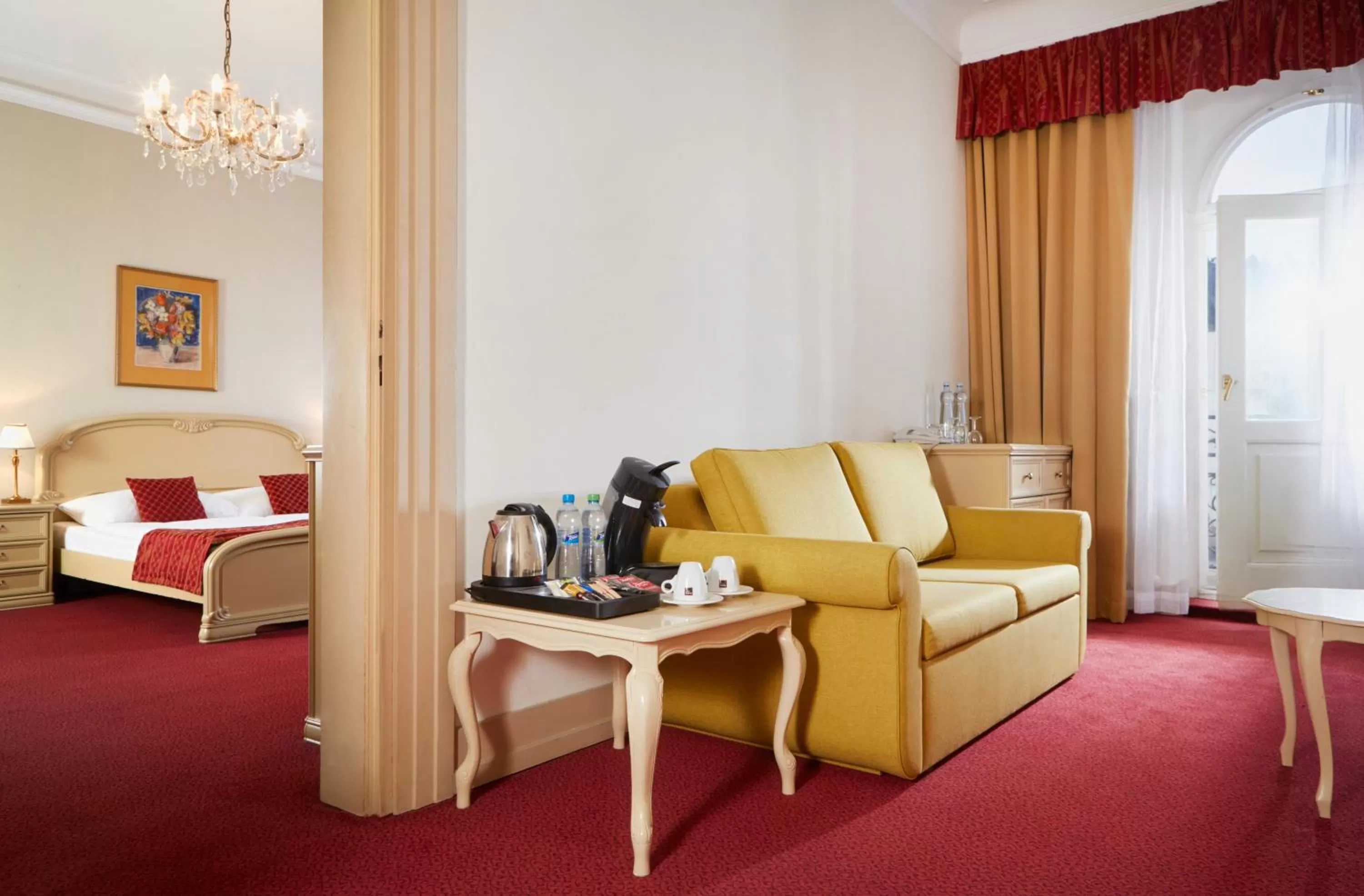 Coffee/tea facilities, Bed in OREA Spa Hotel Palace Zvon Mariánské Lázně