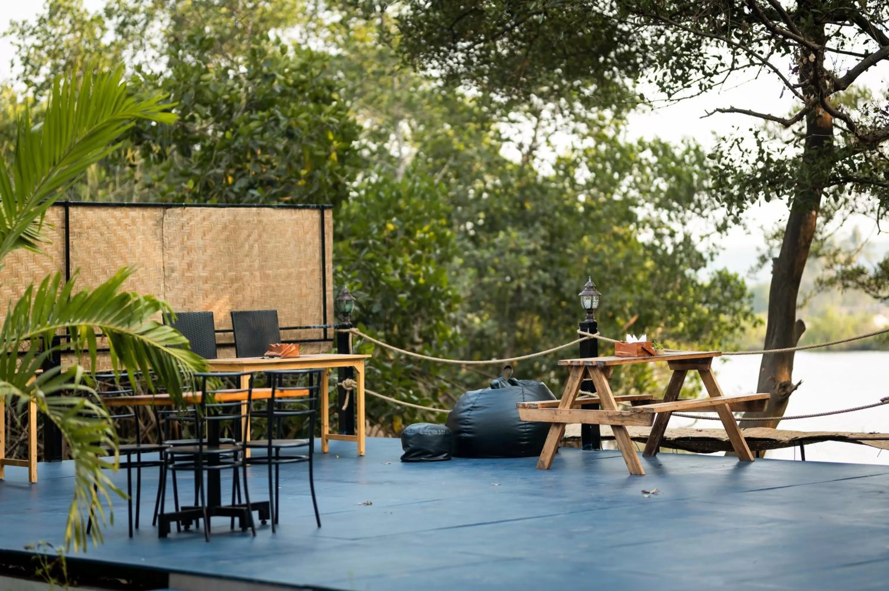 Patio in Tranquill Riverside Luxury Cottages With Bathtub, Candolim