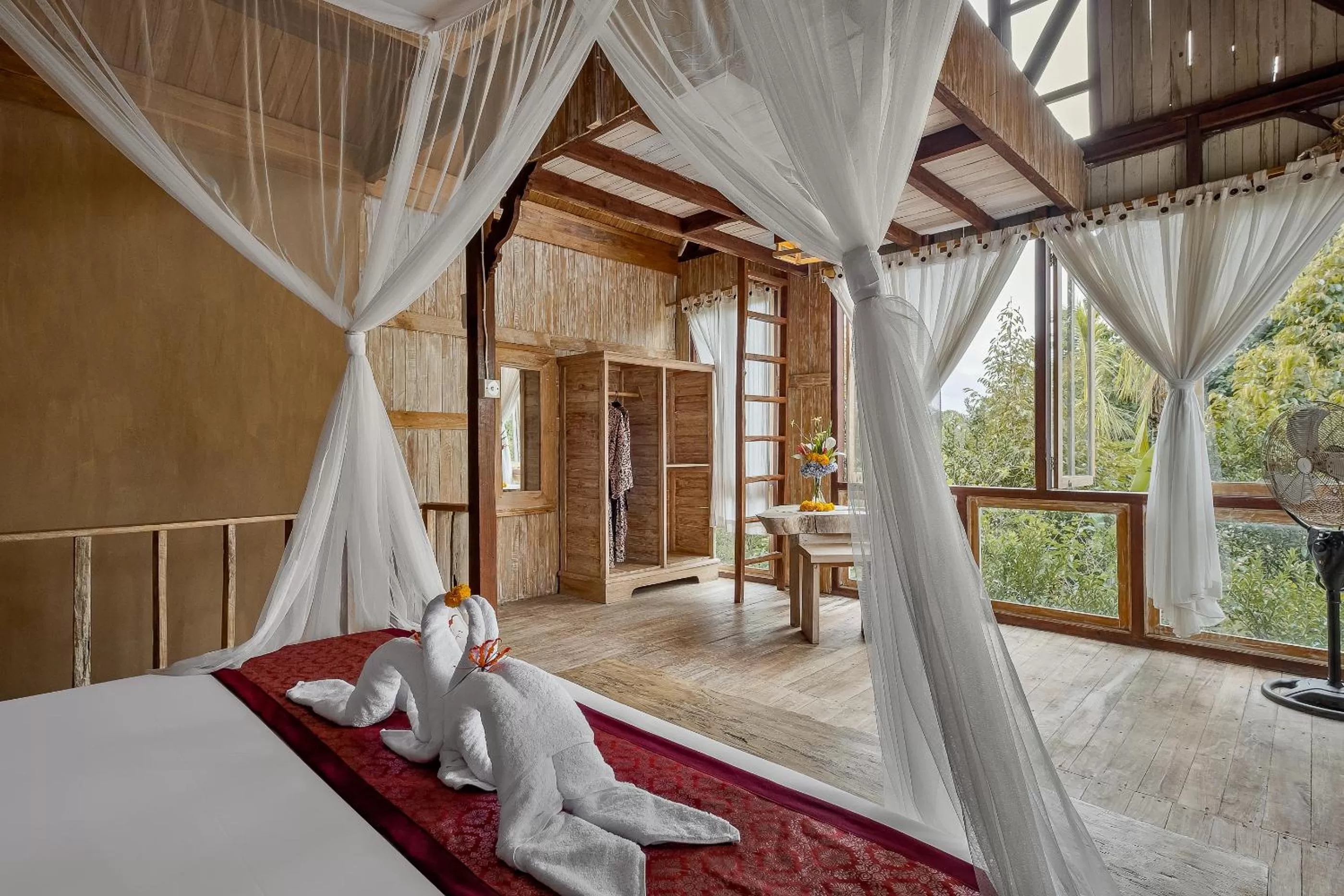 Bed in Joglo Organik Guesthouse