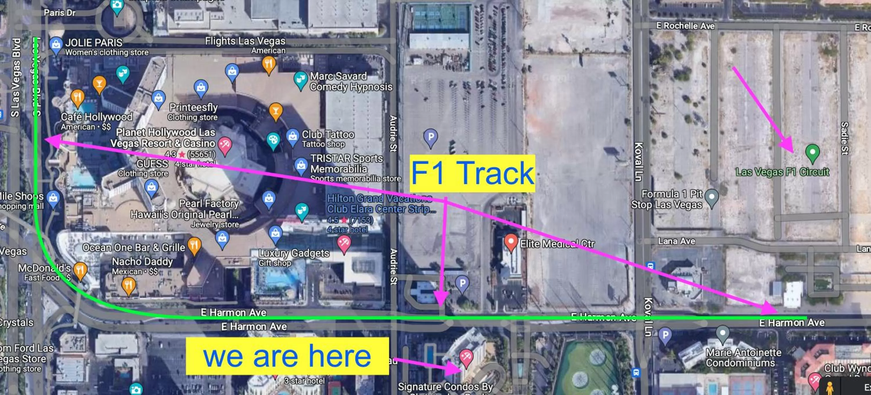 Location in MGM Signature Strip view balcony full kitchen - 1 Br suite 2 full bath - F1 track view