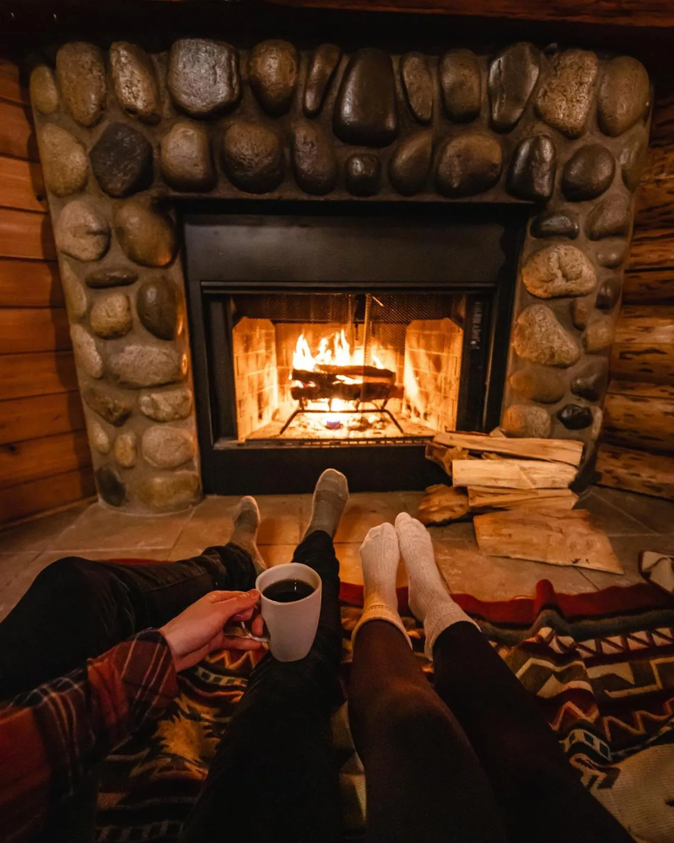 fireplace in Tigh-Na-Mara Seaside Spa Resort