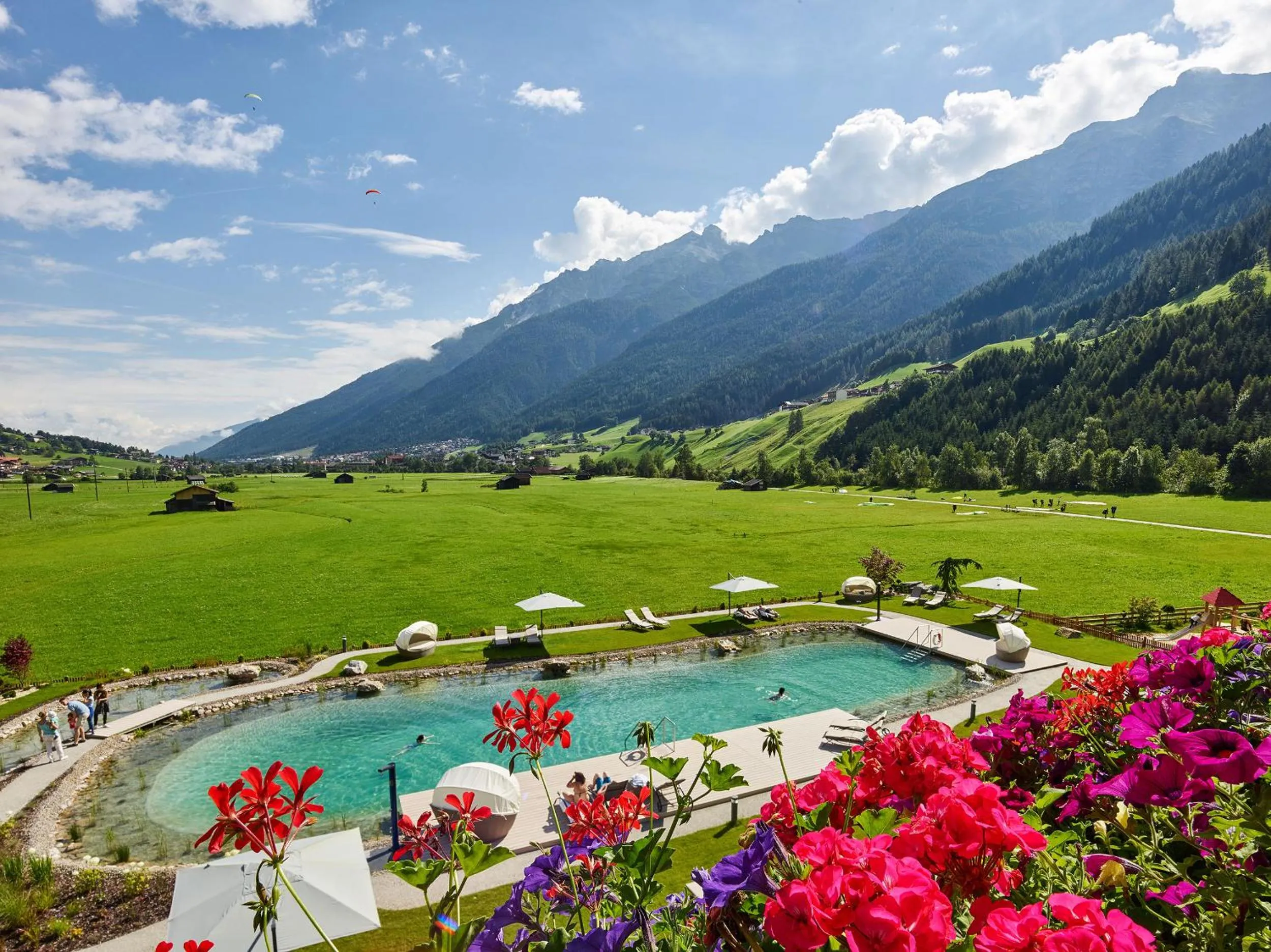 Pool view in Alpeiner - Nature Resort Tirol
