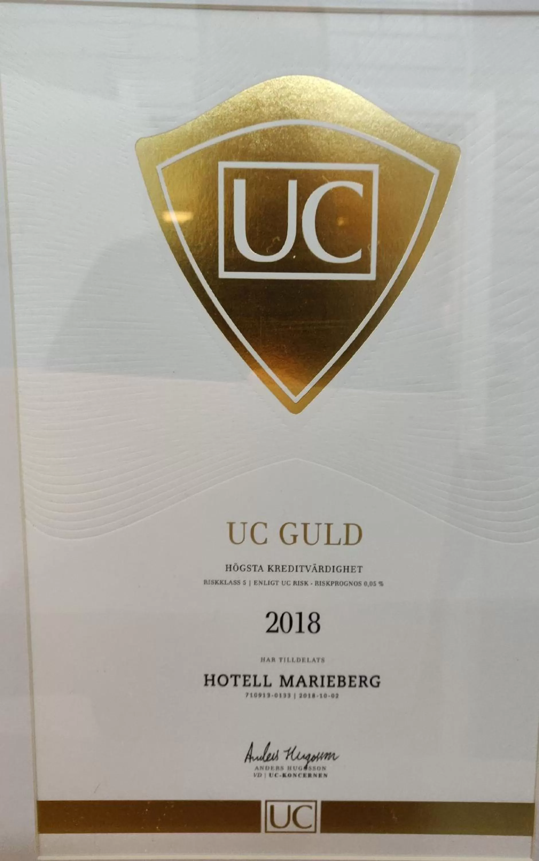 Certificate/Award in Hotell Marieberg