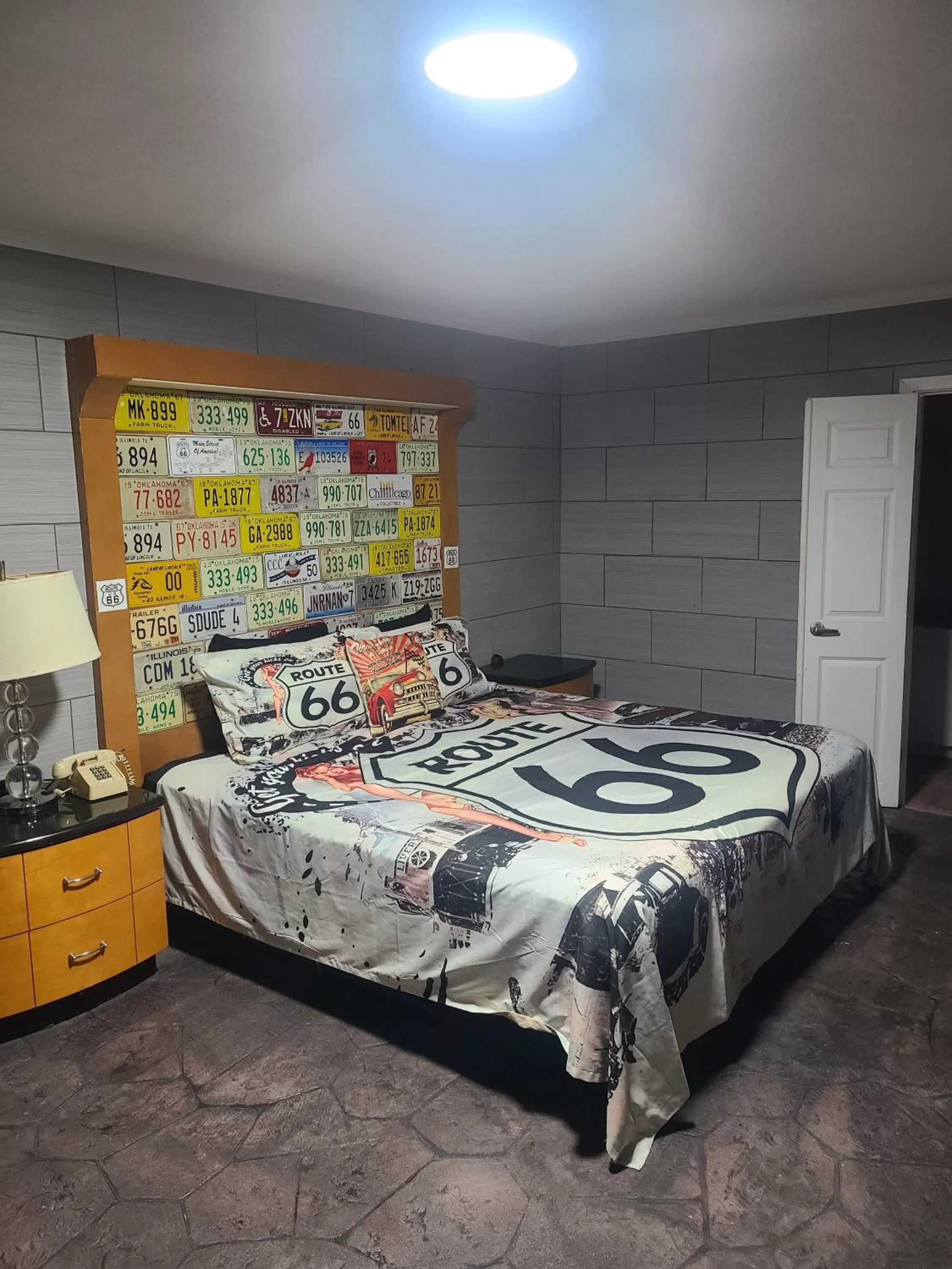 Property building, Bed in Route 66 Hotel, Southern View, Illinois