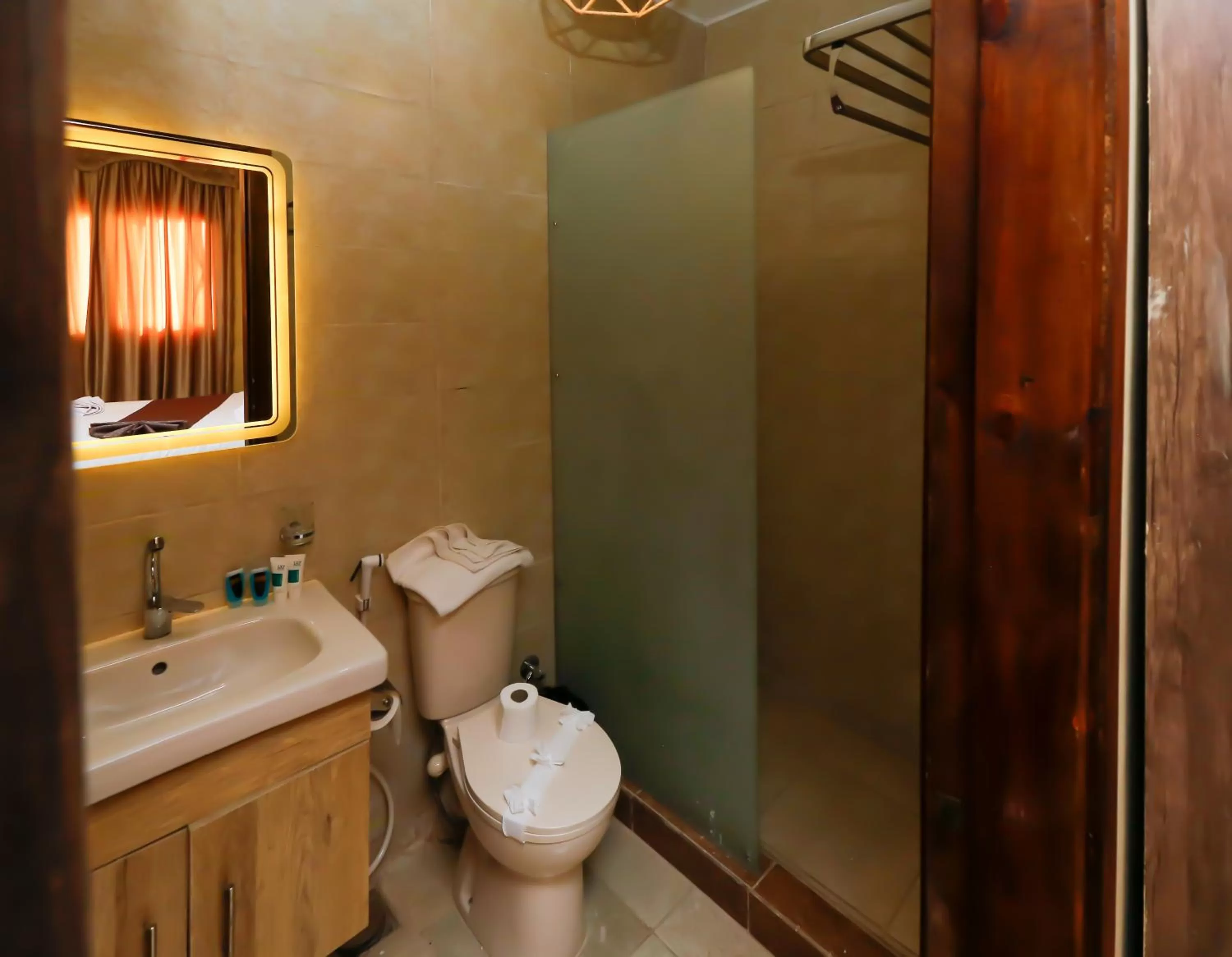 Shower, Bathroom in King Cheops Inn - Pyramid View