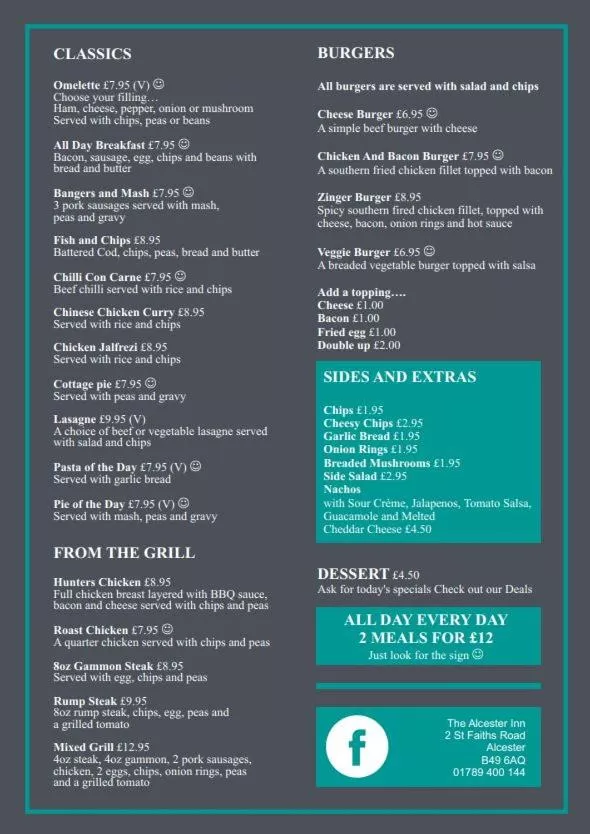 Meals in Alcester Inn