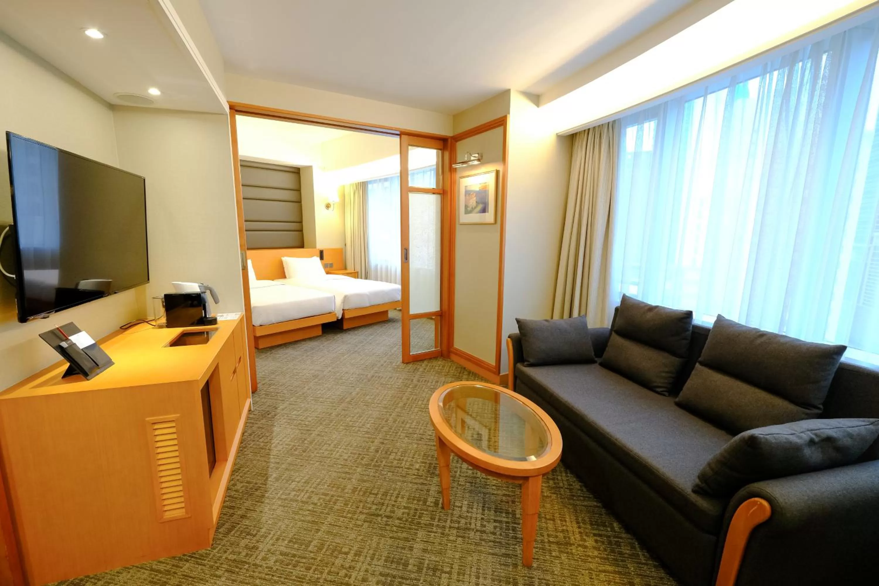 Living room, Bed in South Pacific Hotel