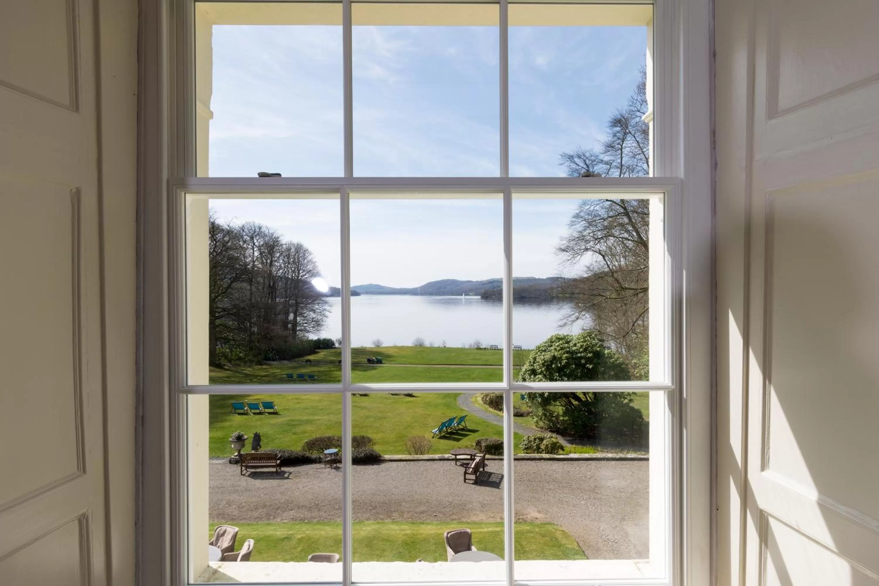 Lake view in Storrs Hall Hotel on the shore of Lake Windermere