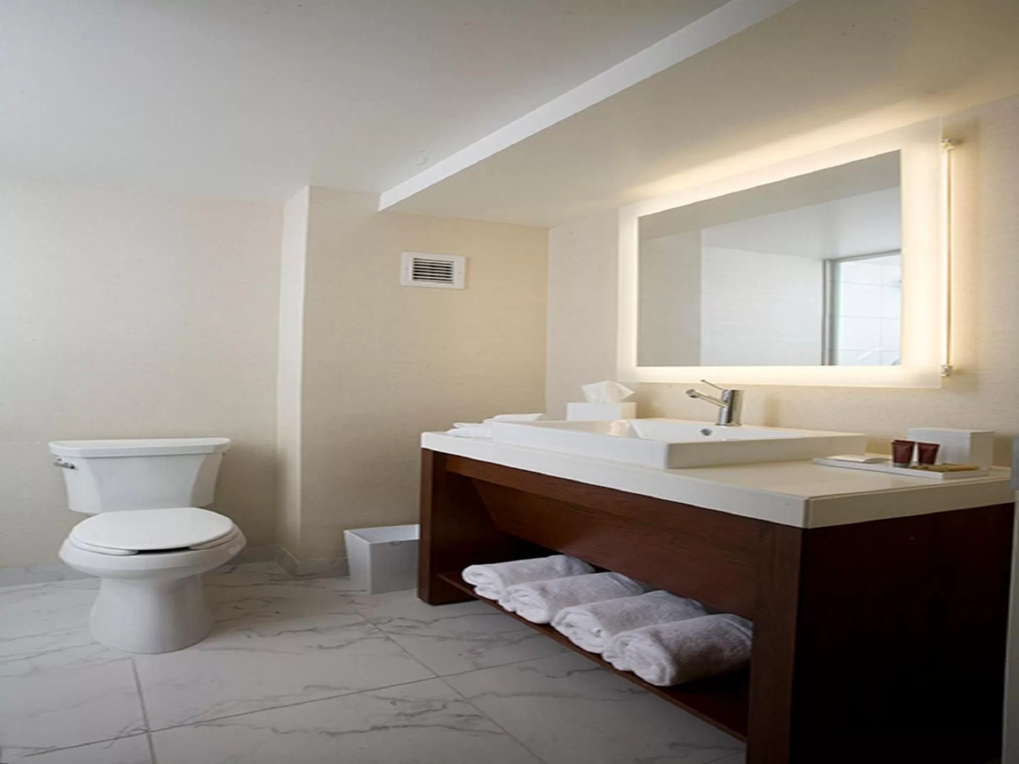 Bathroom, Bed in Bally's Evansville Casino & Hotel