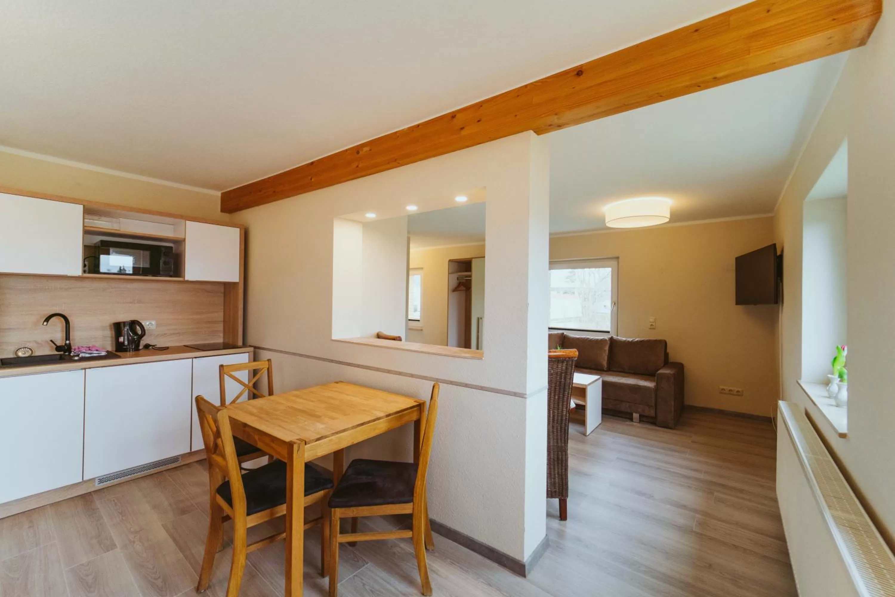 Kitchen or kitchenette in Aparthotel Stralsund Studios und Apartments