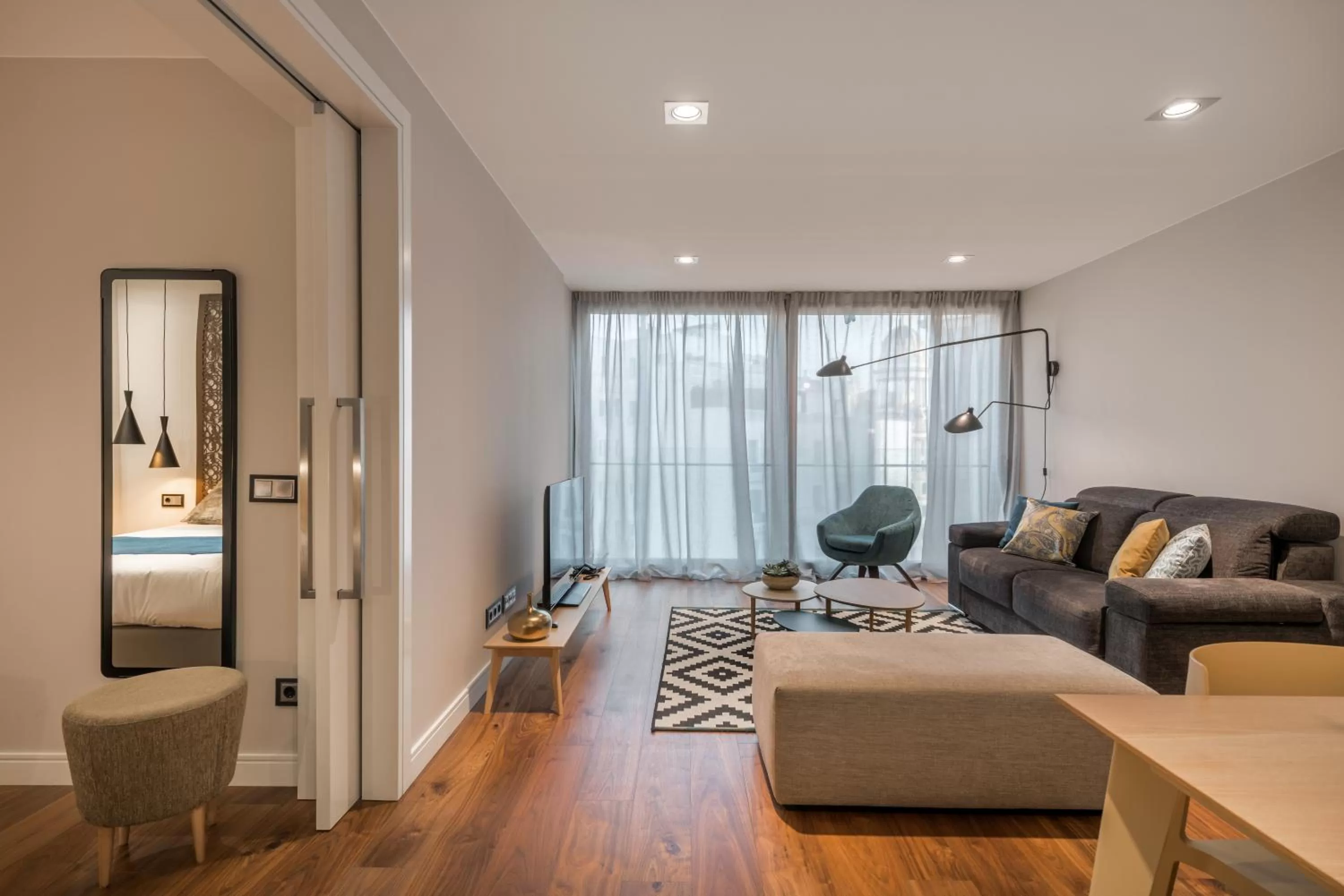 Living room, Bed in Gran View Apartments