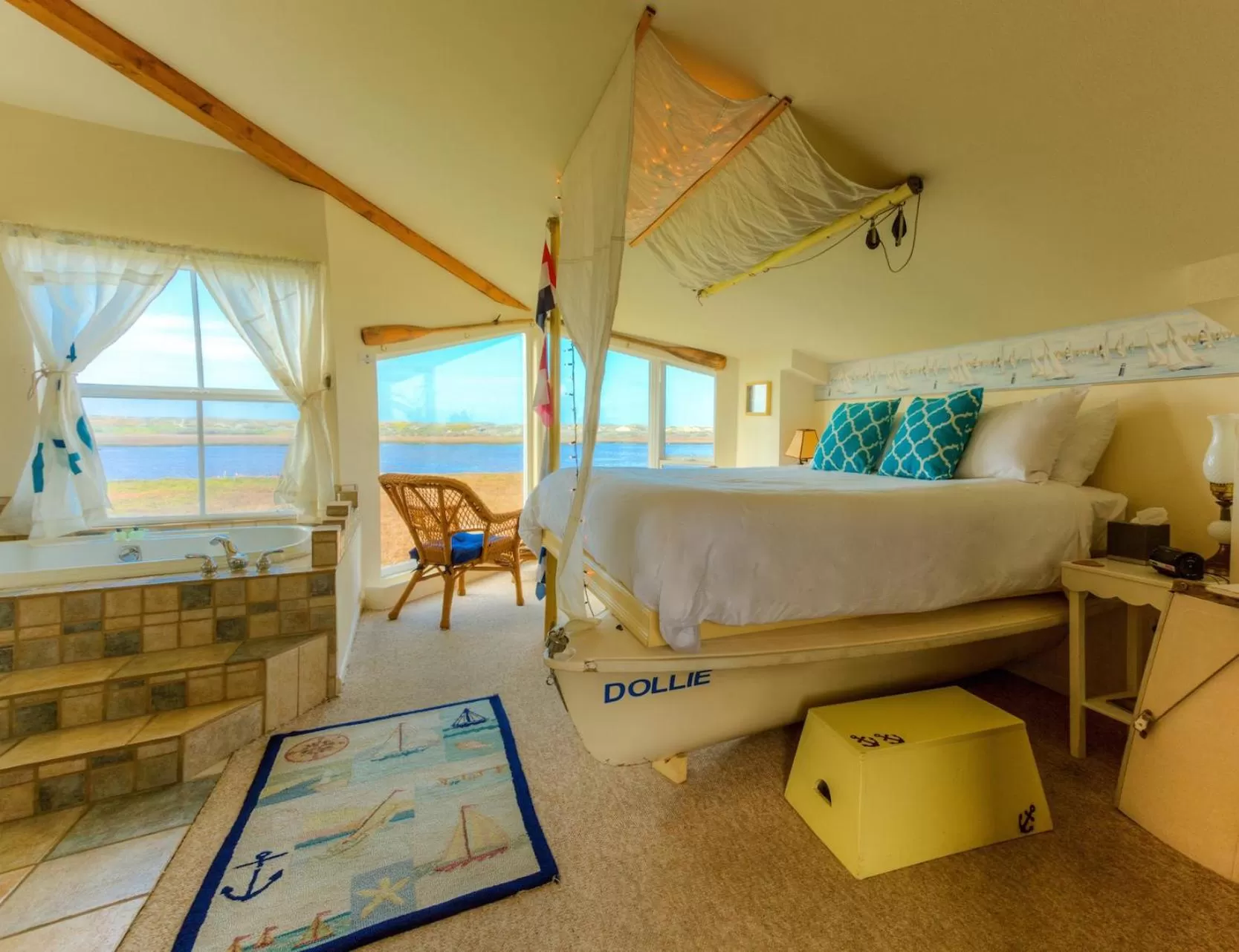 Bed in Captain's Inn at Moss Landing