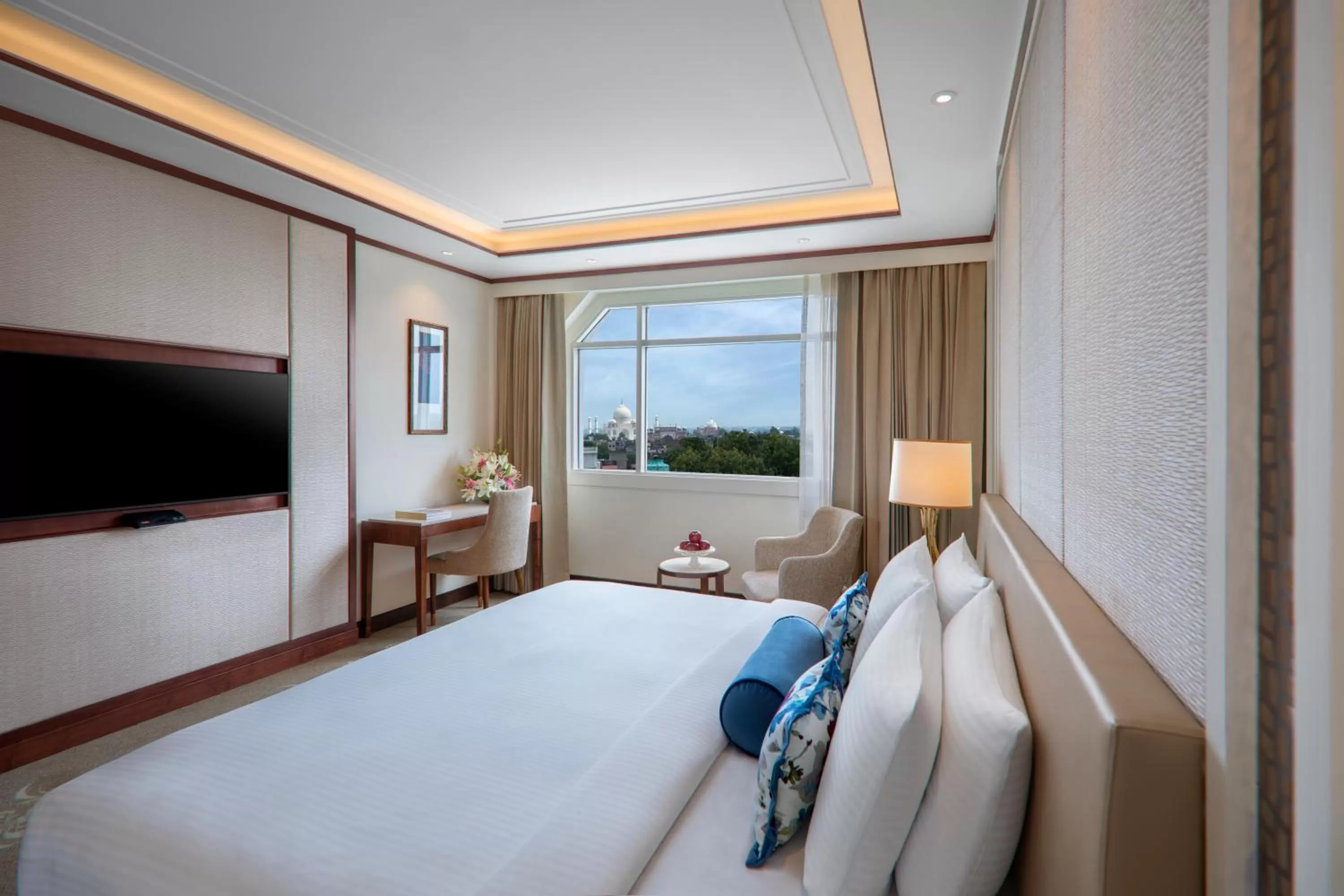 Photo of the whole room, Bed in Tajview, Agra-IHCL SeleQtions