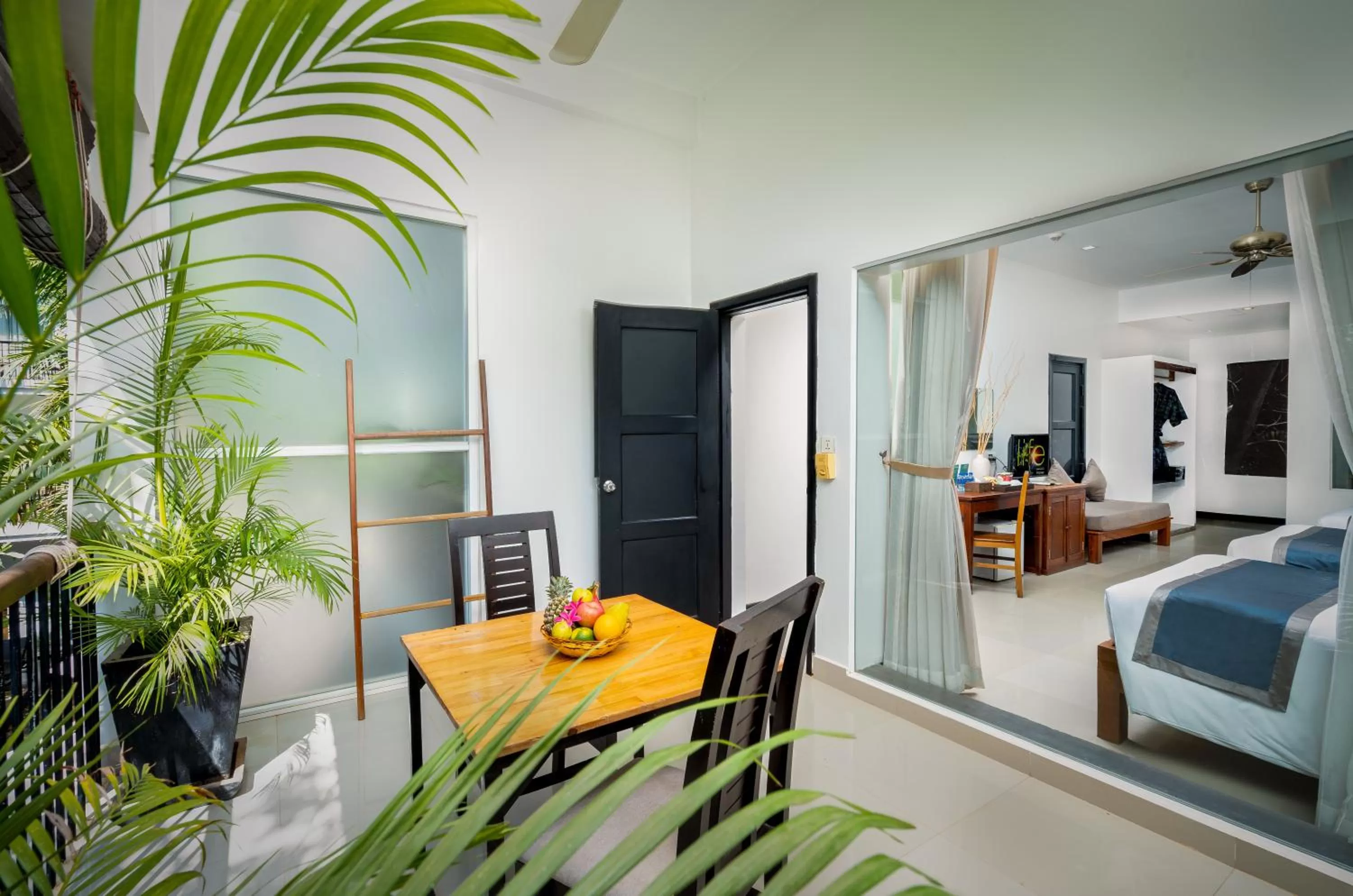 Dining area, Bed in Landing Gold by Amatak