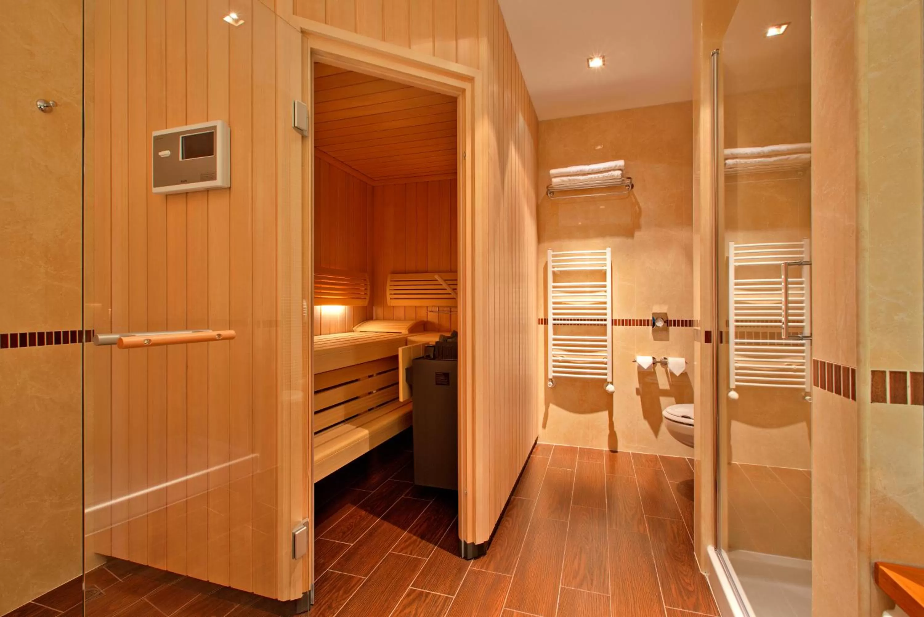 Sauna, Bed in Kempinski Hotel Grand Arena Bansko