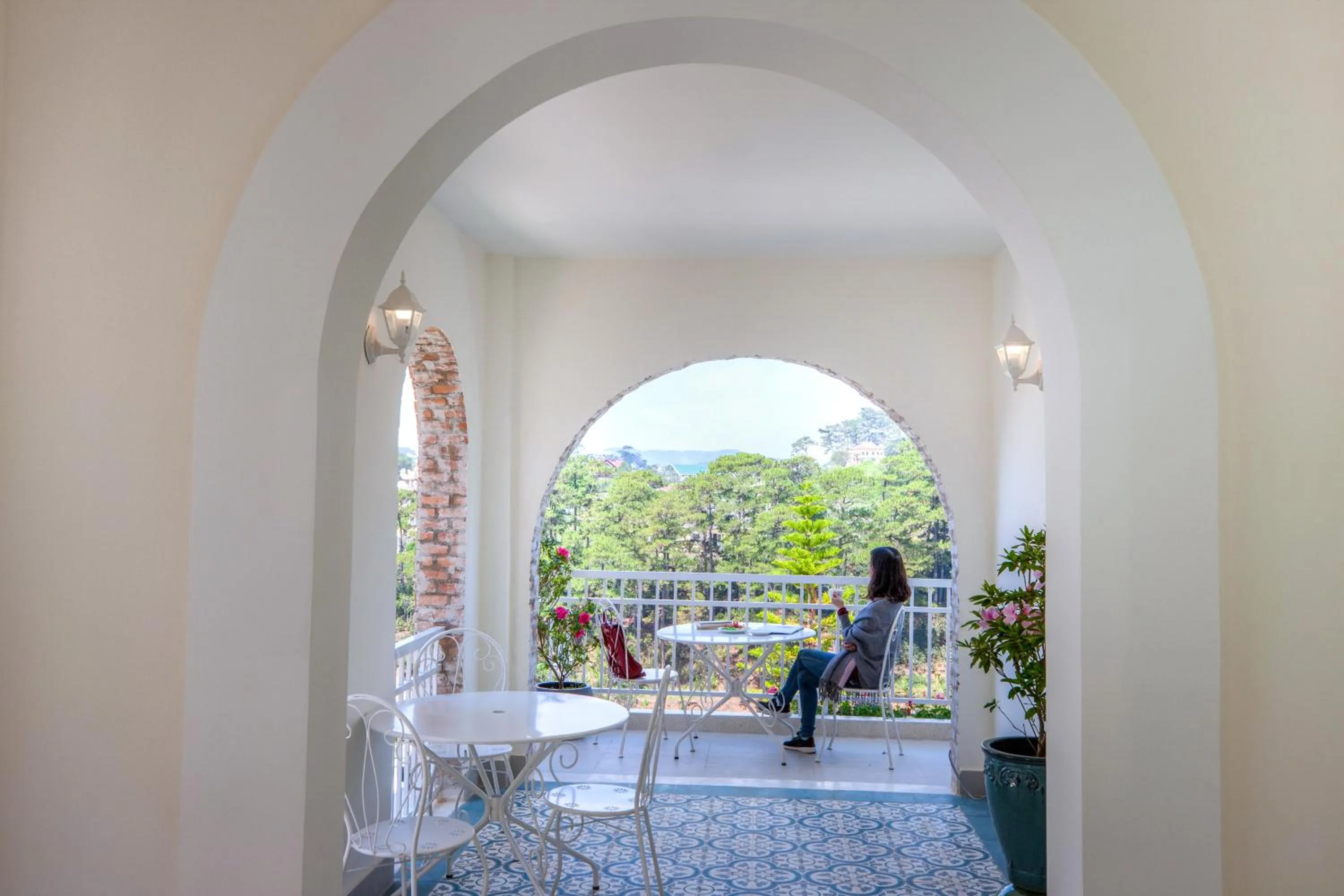 Seating area in Dalat De Charme Village