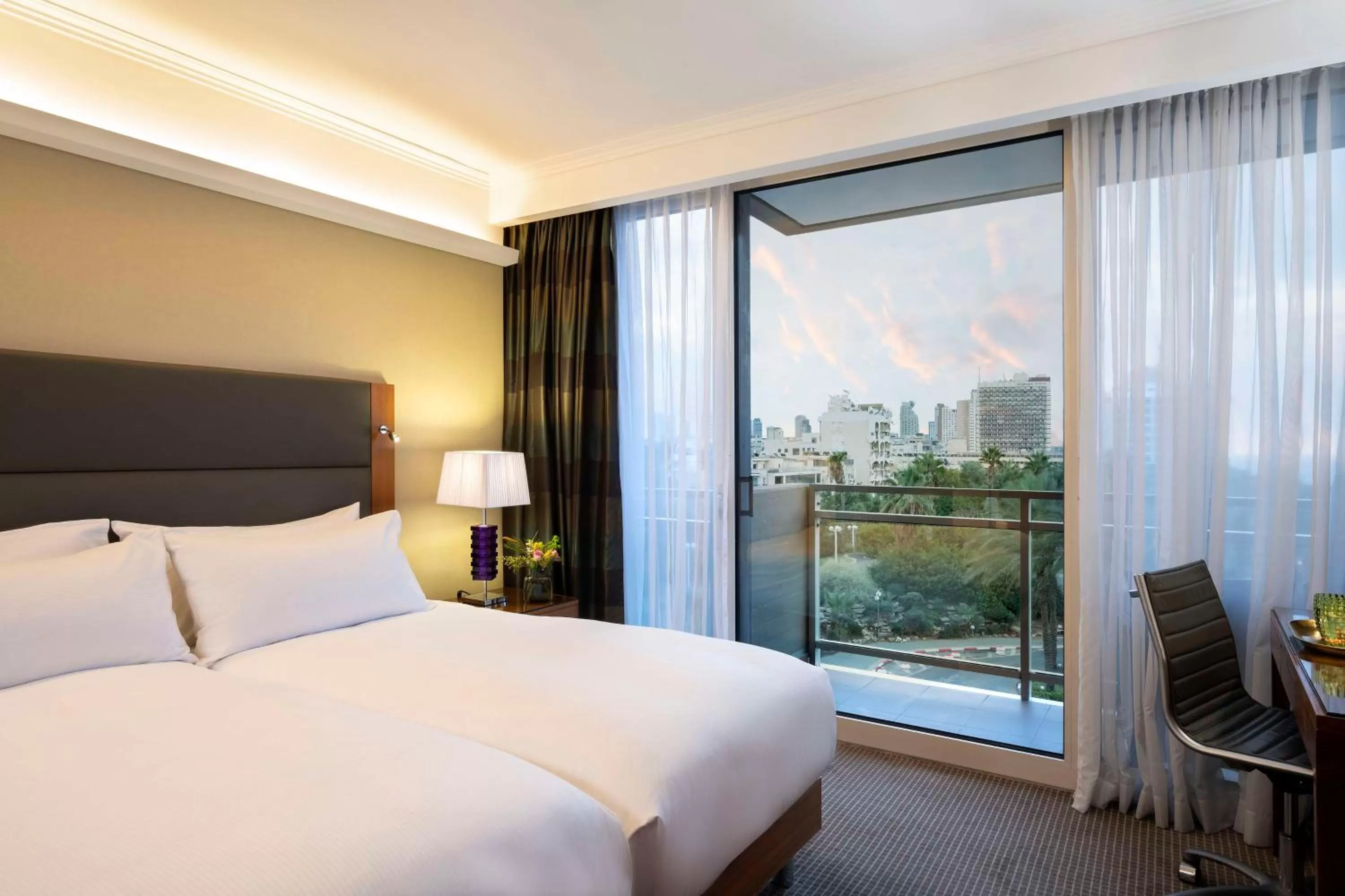 View (from property/room), Bed in Hilton Tel Aviv Hotel