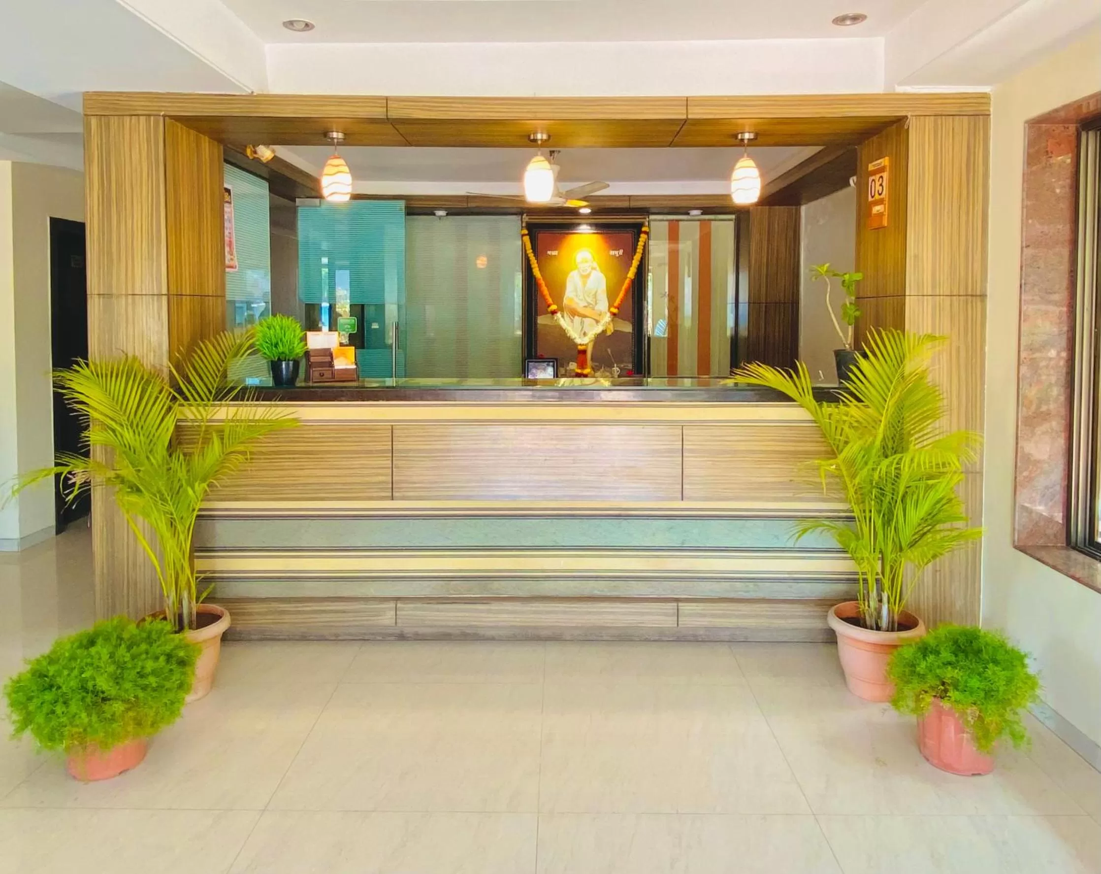 Lobby or reception in Hotel Sai Gurusthan
