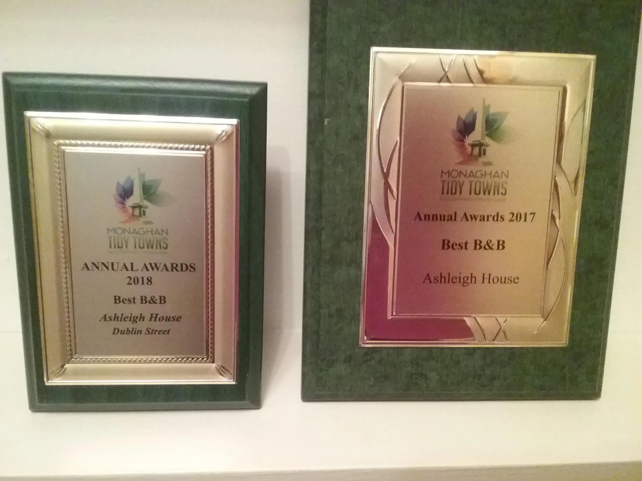 Certificate/Award in Ashleigh Guest House