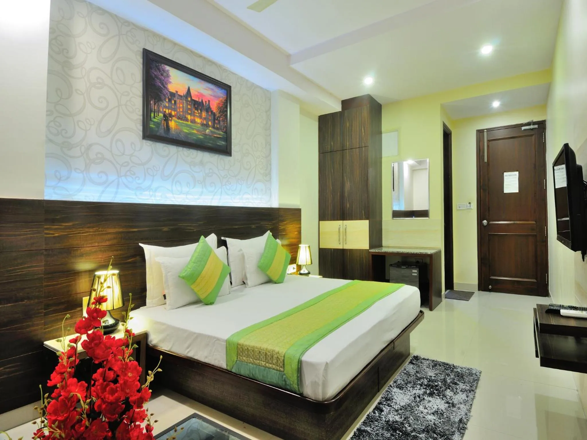 Bedroom, Bed in Hotel Sky Rich International - Just a min walk from Karol Bagh Metro Station