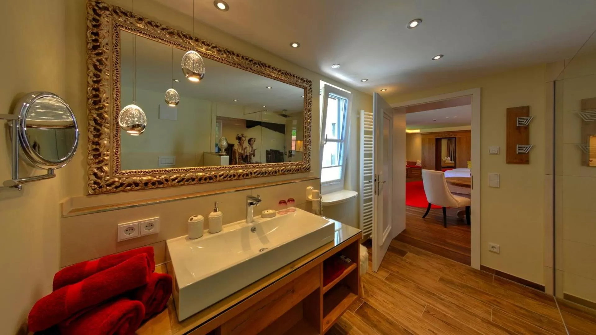 Bathroom, Bed in Boutique Hotel POST ANDECHS