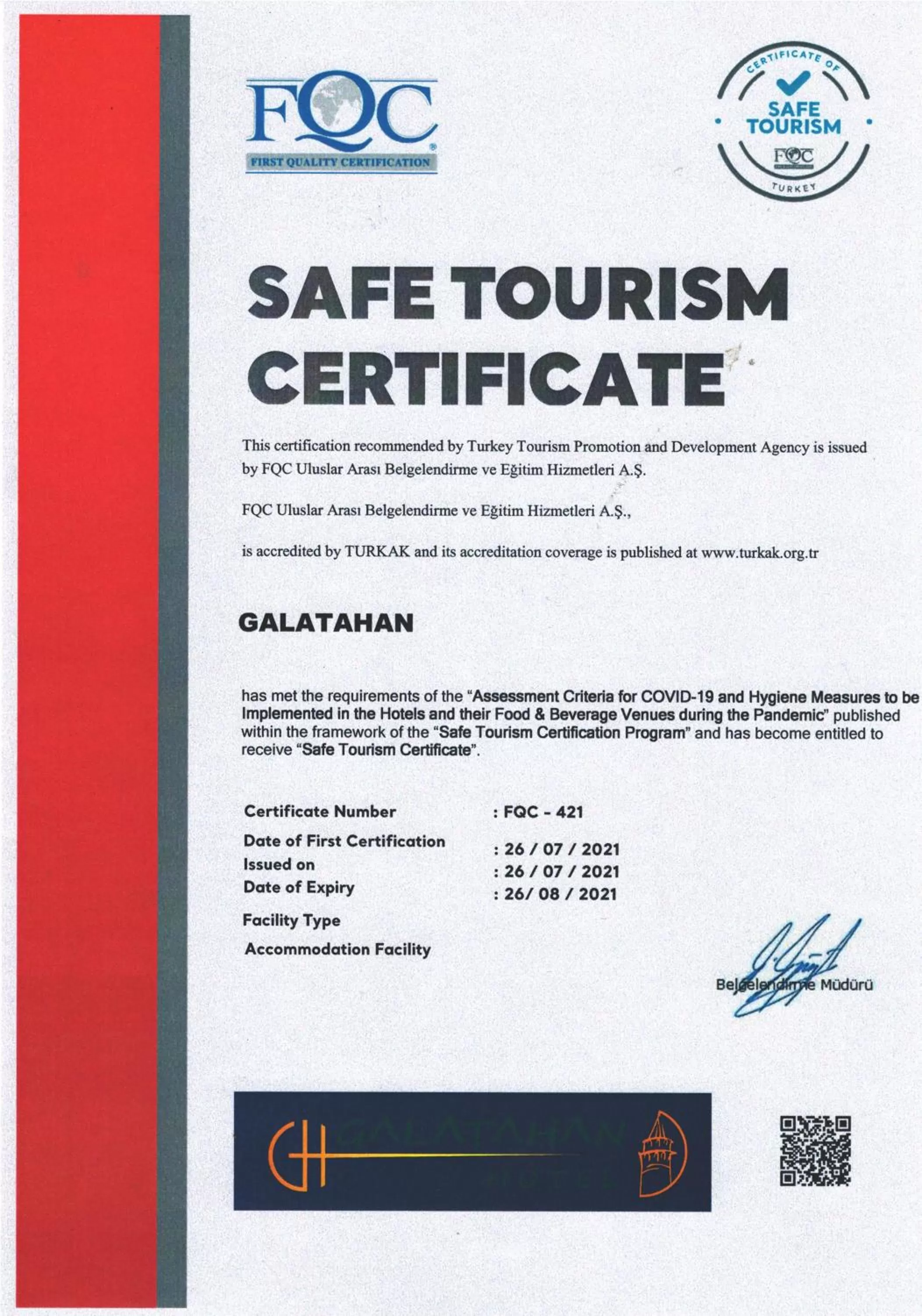 Logo/Certificate/Sign in GALATAHAN Hotel Istanbul Karakoy
