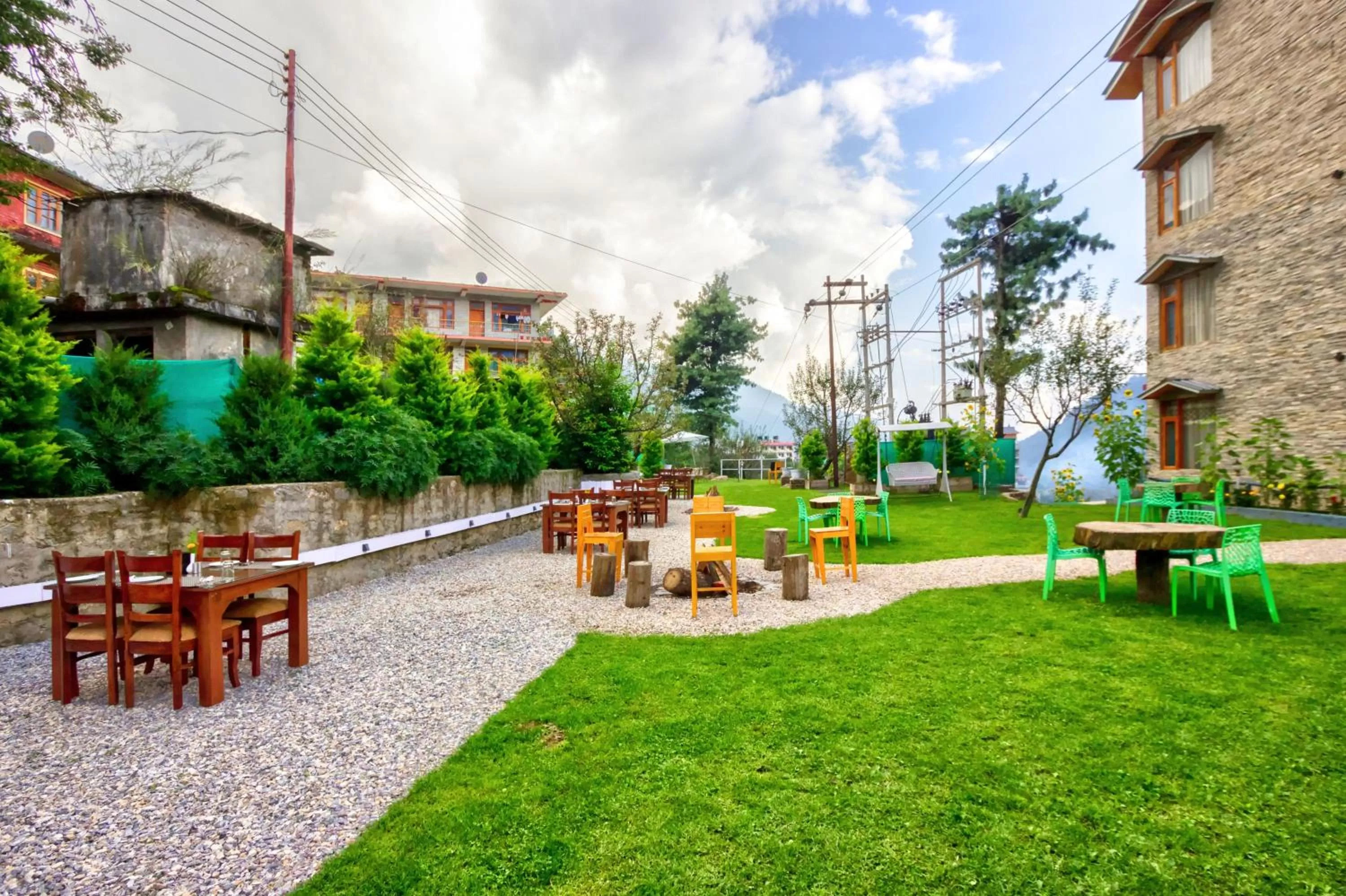 Garden in Snow City's Montana Blues Resort Manali - Heated & Air-Cooled Stay