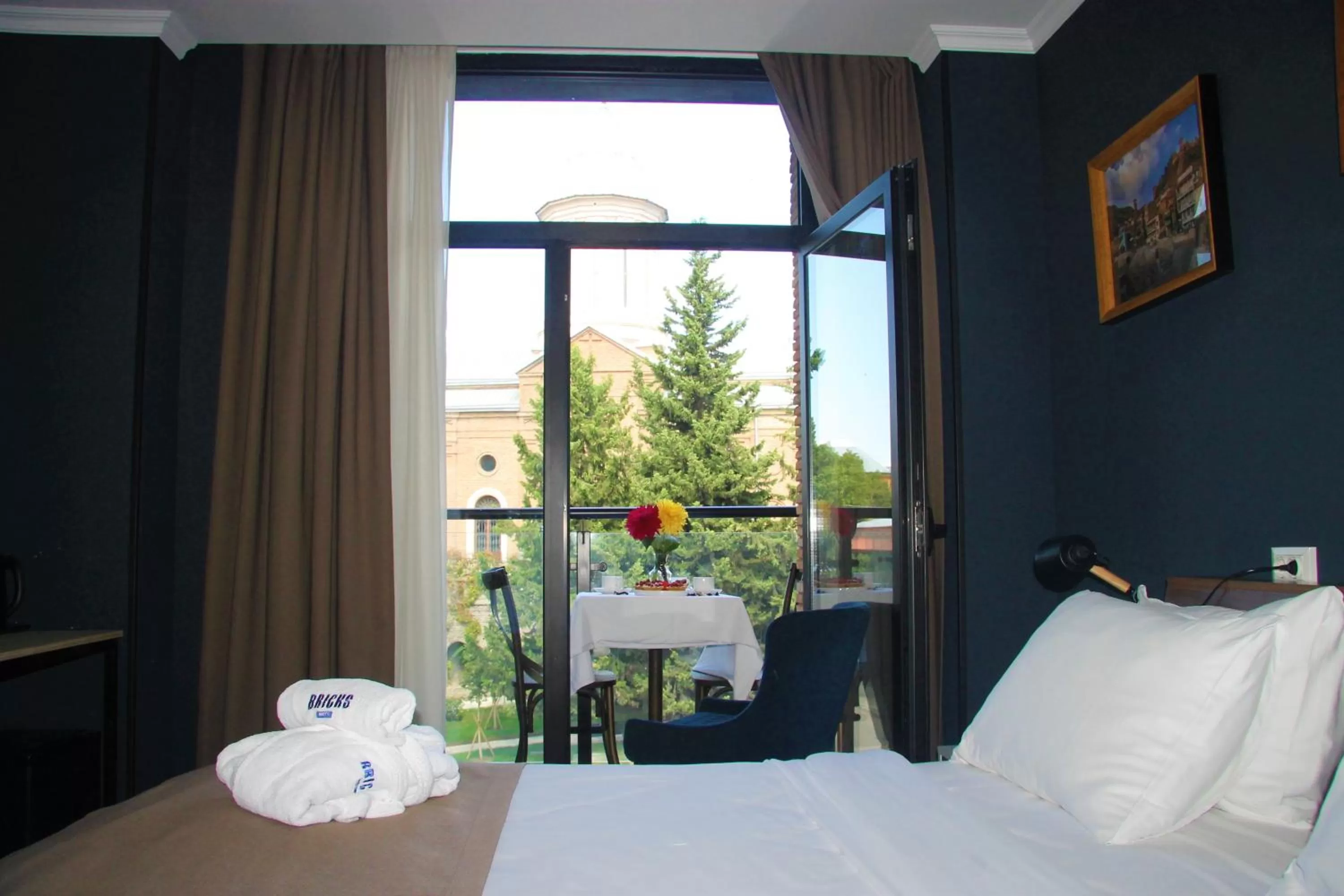Balcony/Terrace, Bed in Bricks Hotel Tbilisi