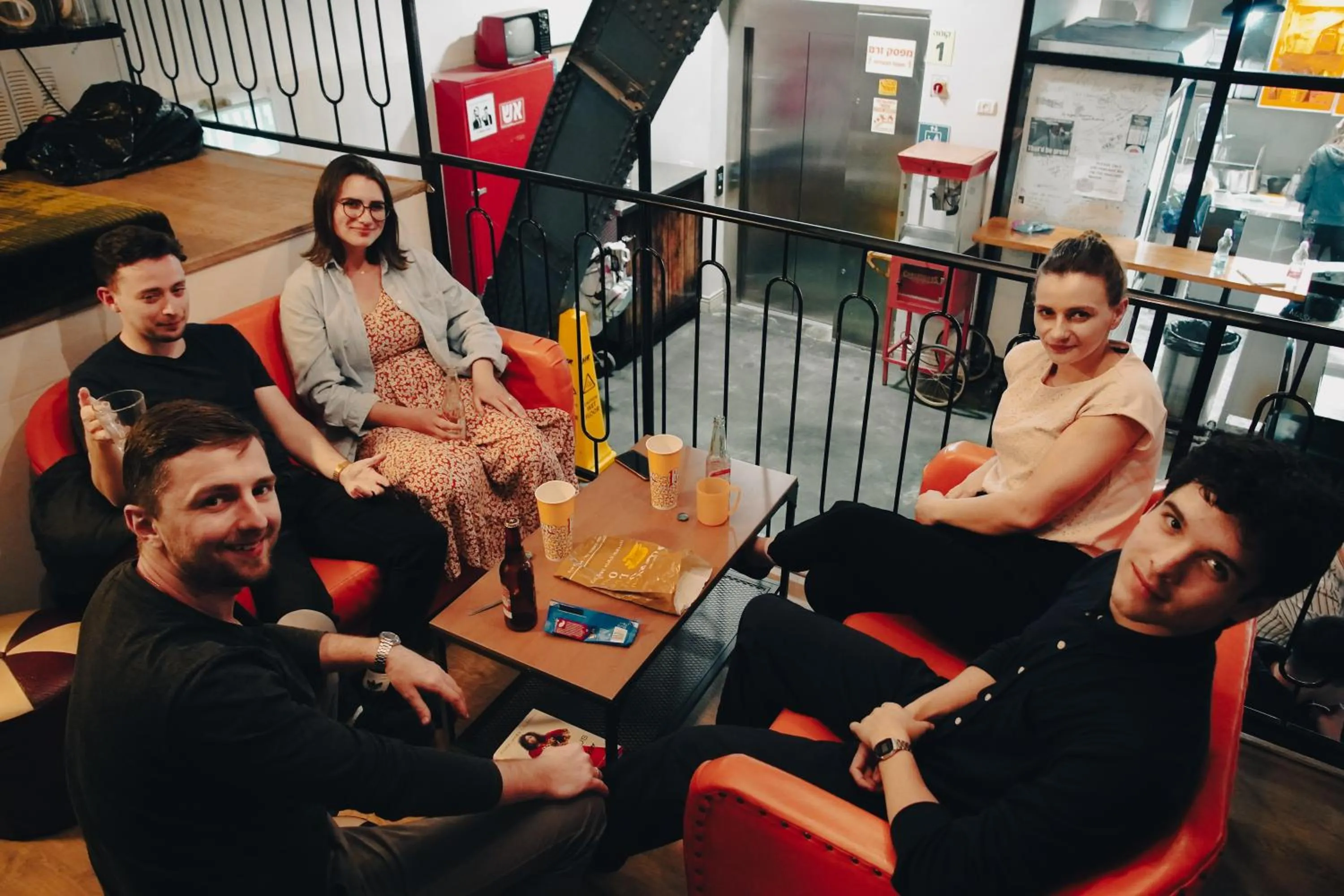 Communal lounge/ TV room in Cinema Hostel Jerusalem