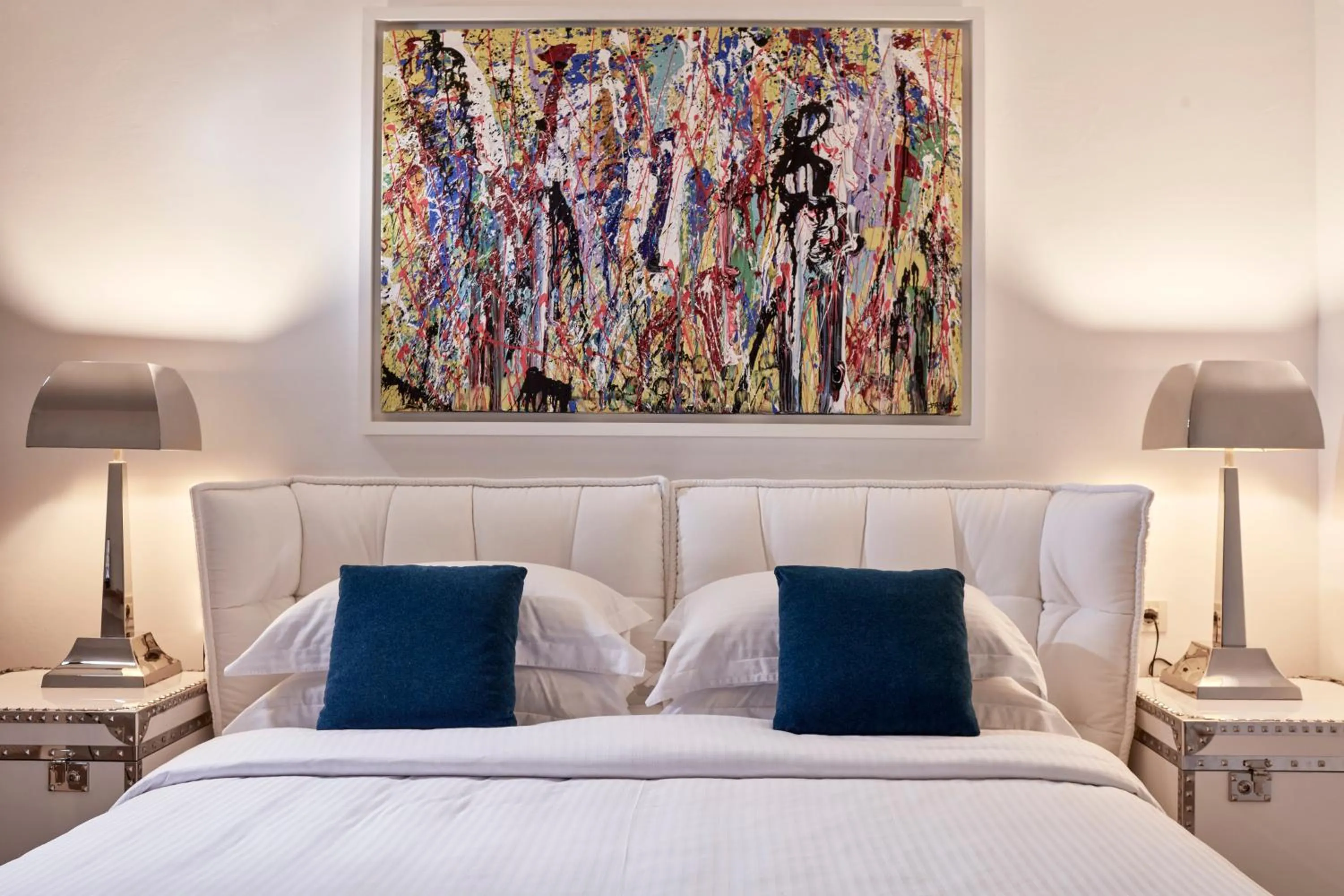 Bed in Myconian Ambassador Relais & Chateaux