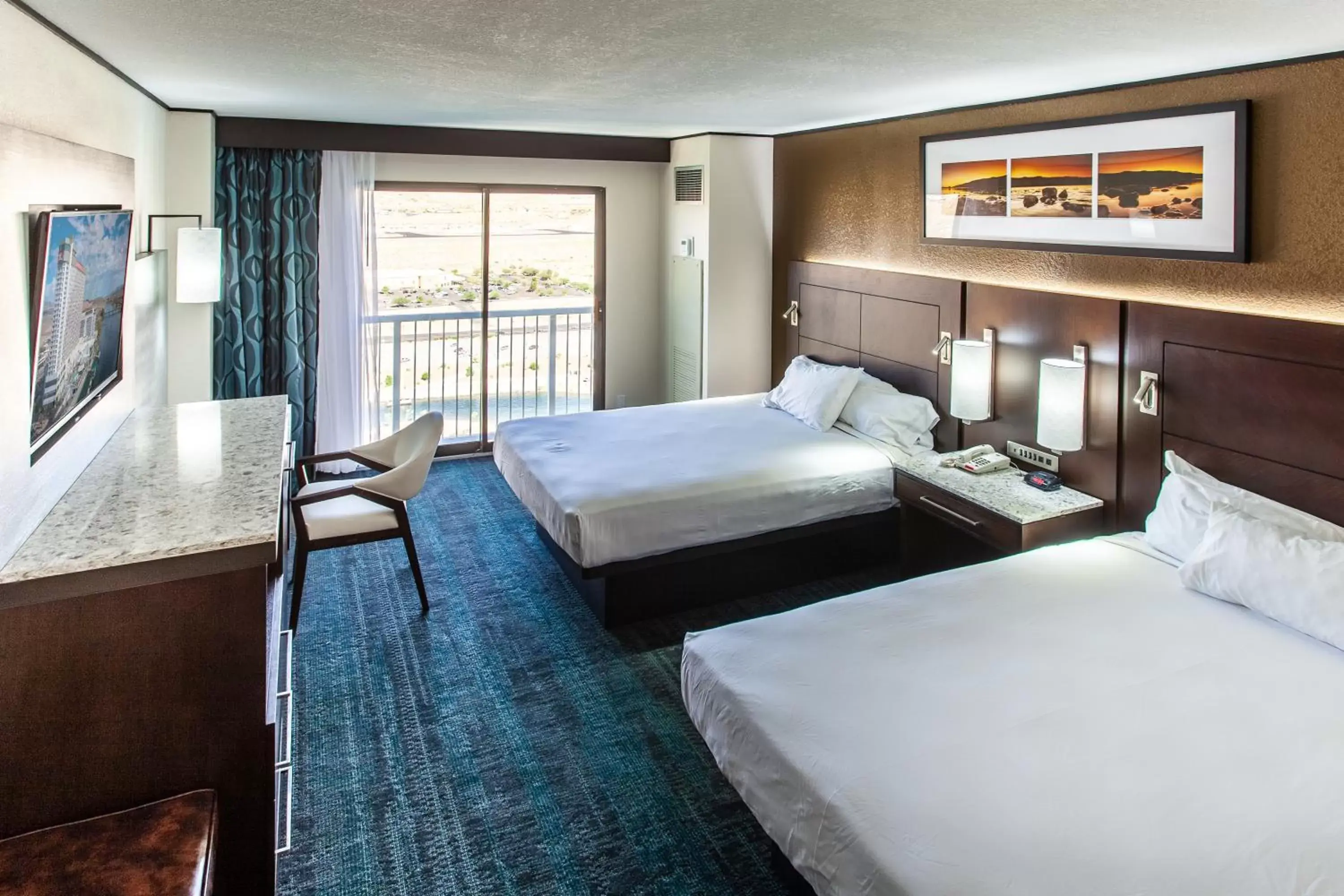 Queen Room, Two Queen Beds, Pool/River View, Refrigerator (No Pets Allowed) in Don Laughlin's Riverside Resort & Casino Queen Room, Two Queen Beds, Pool/River View, Refrigerator (No Pets Allowed) in Don Laughlin's Riverside Resort & Casino