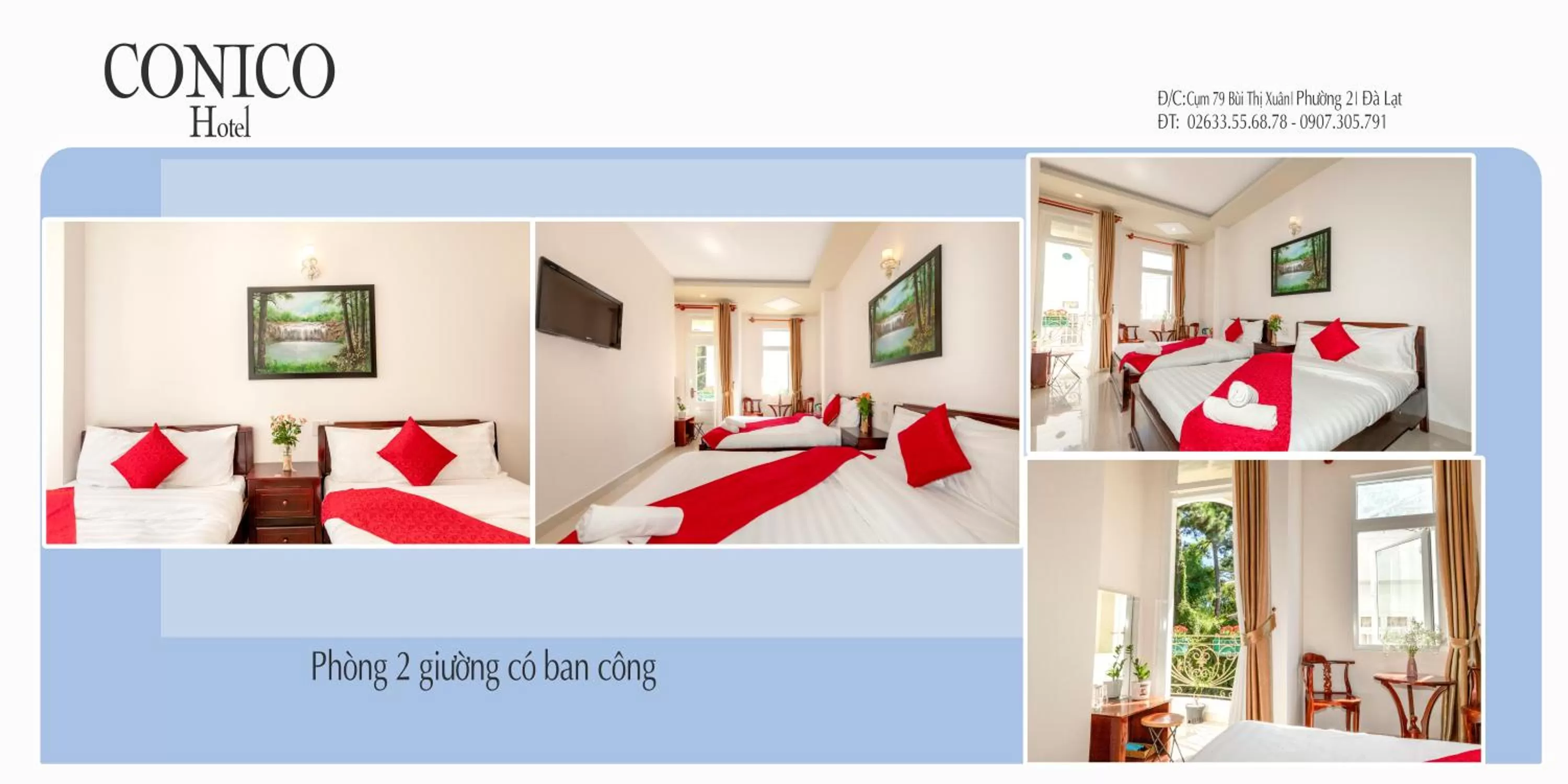 Floor plan, Bed in Conico Đà Lạt Hotel