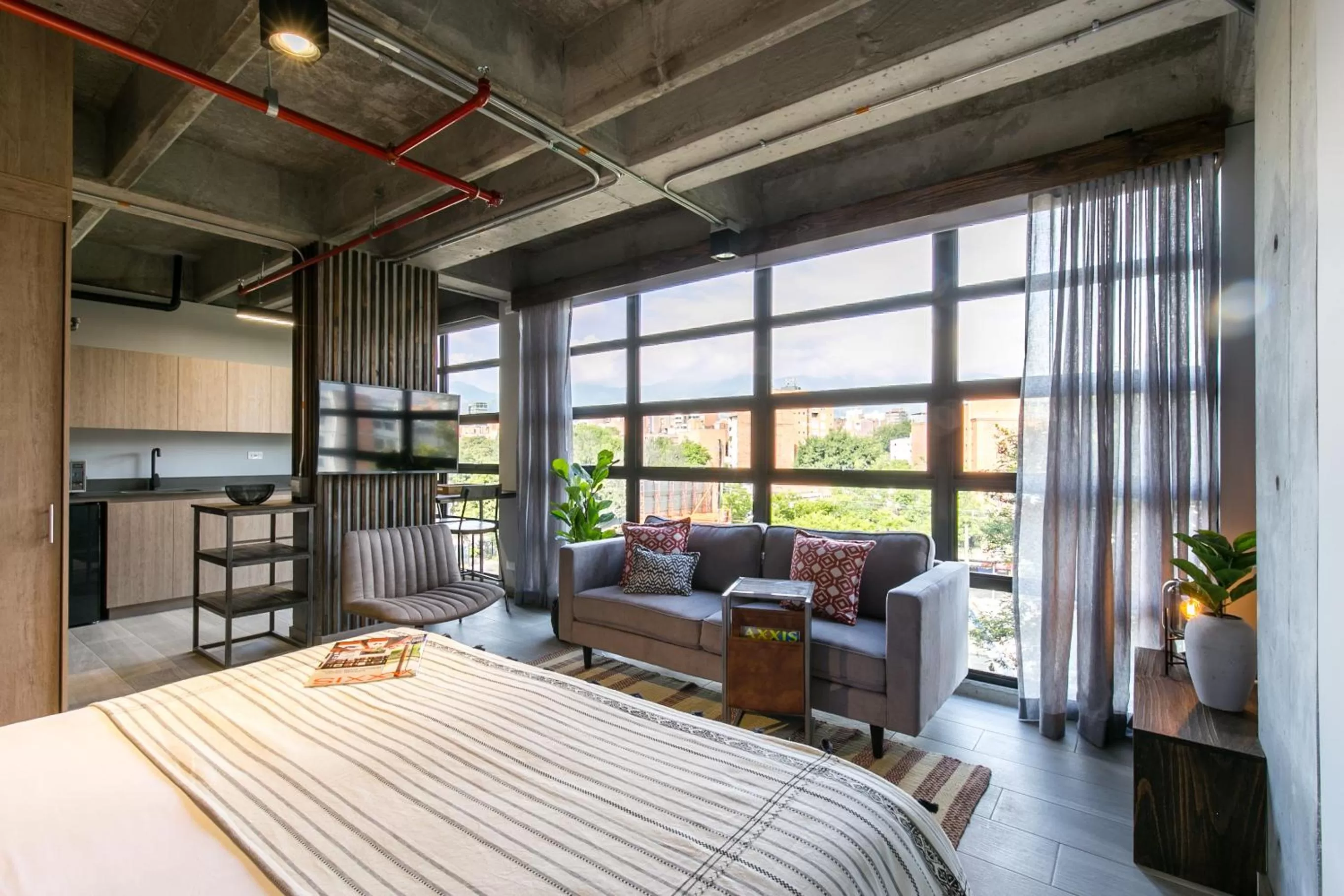 Bed in Factory Lofts Hotel