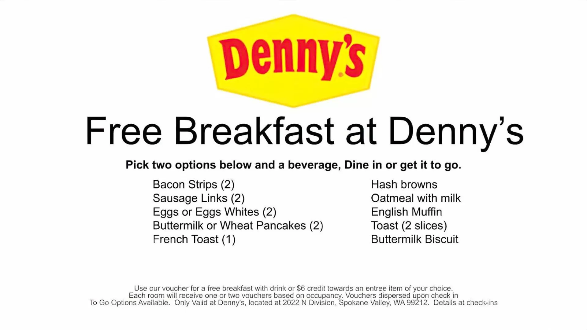 Restaurant/places to eat in SilverStone Inn & Suites Spokane Valley